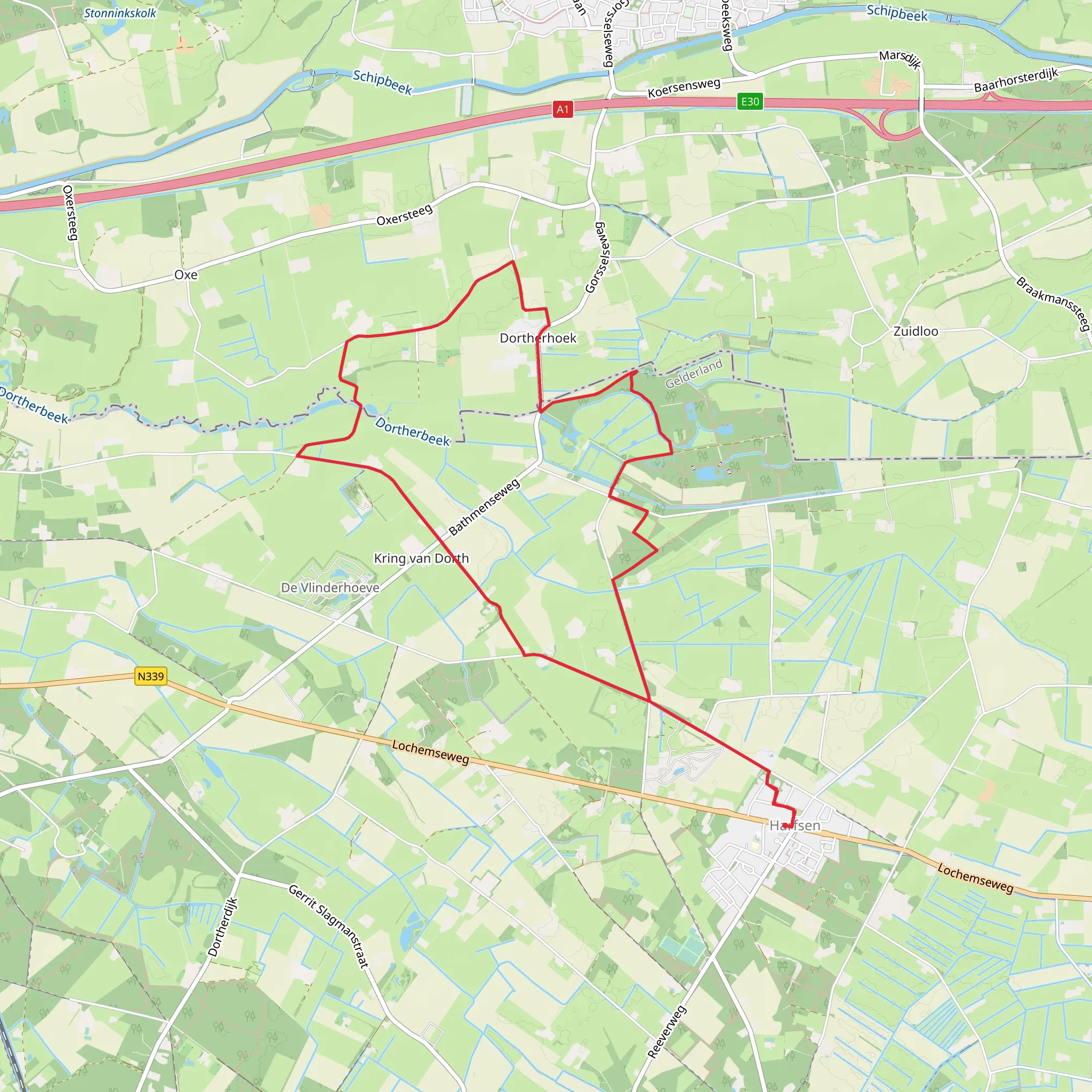 Rondje Dortherbeek from Harfsen mobile static map