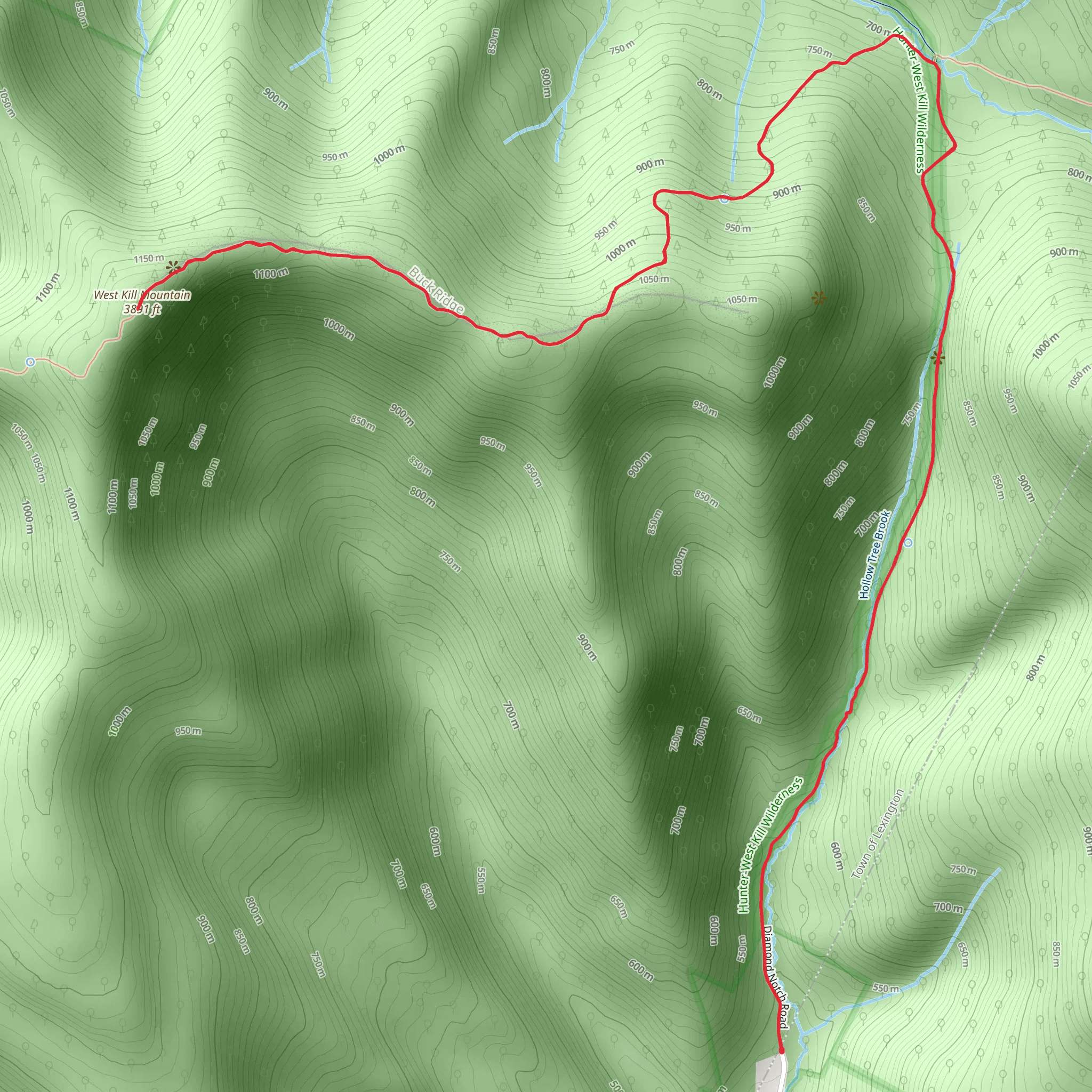 West Kill Mountain Trail mobile static map