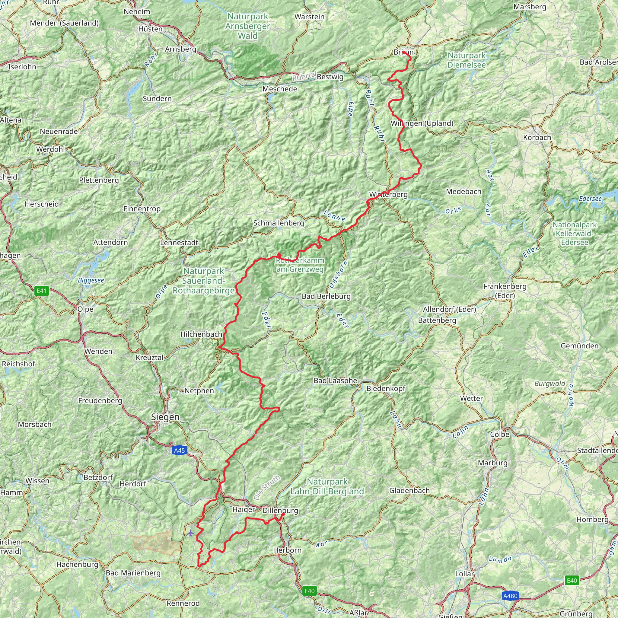 Rothaarsteig mobile static map
