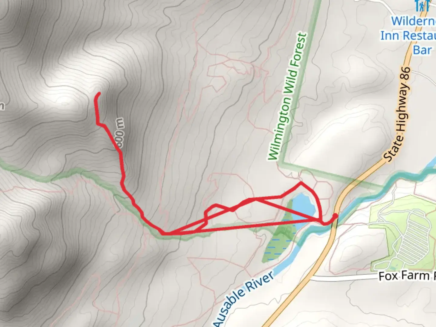 An image depicting the trail Flume Knob Trail and its surrounding area.