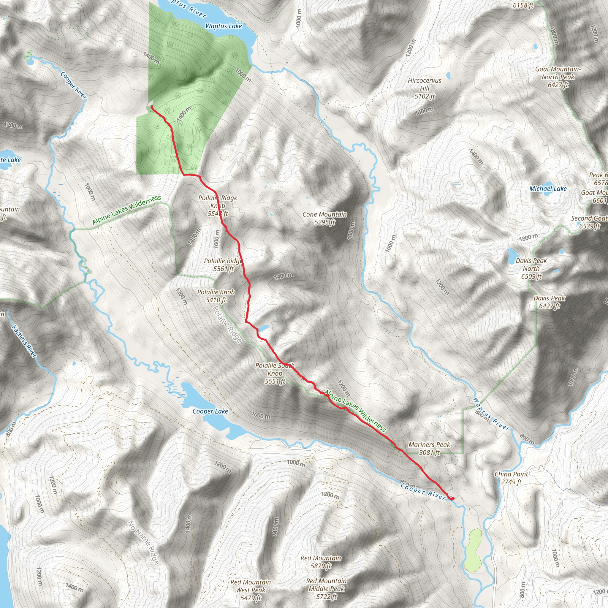 Polallie Ridge Trail mobile static map