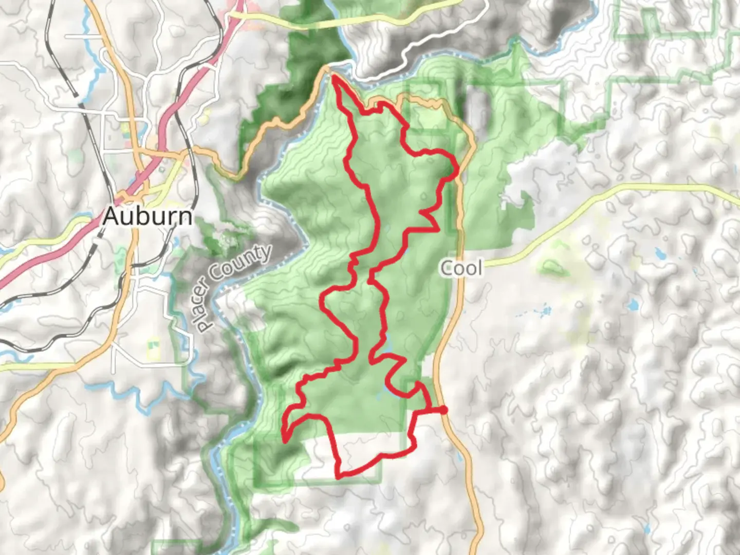 An image depicting the trail Olmstead, Training Hill and Rim Loop Trail and its surrounding area.