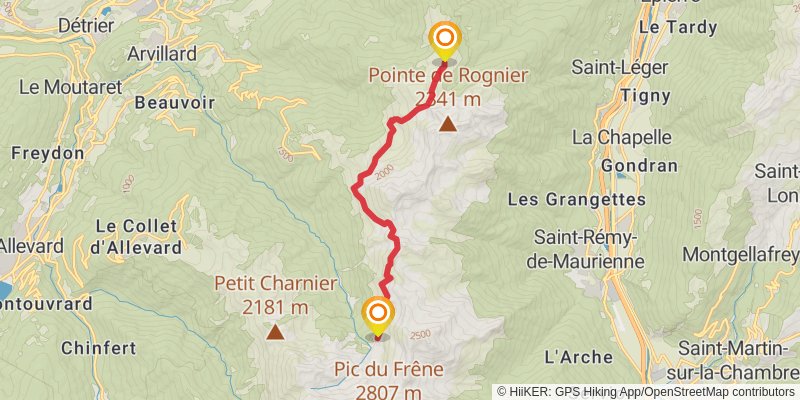 GR 738 - Haute Traversée de Belledonne stage 8 Map
