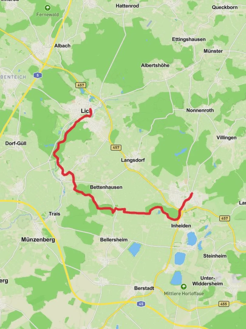 An image depicting the trail Lich to Hungen Walk and its surrounding area.