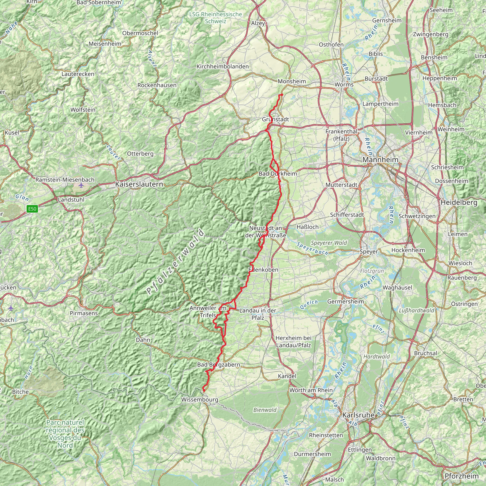Deutsche Weinstrasse mobile static map