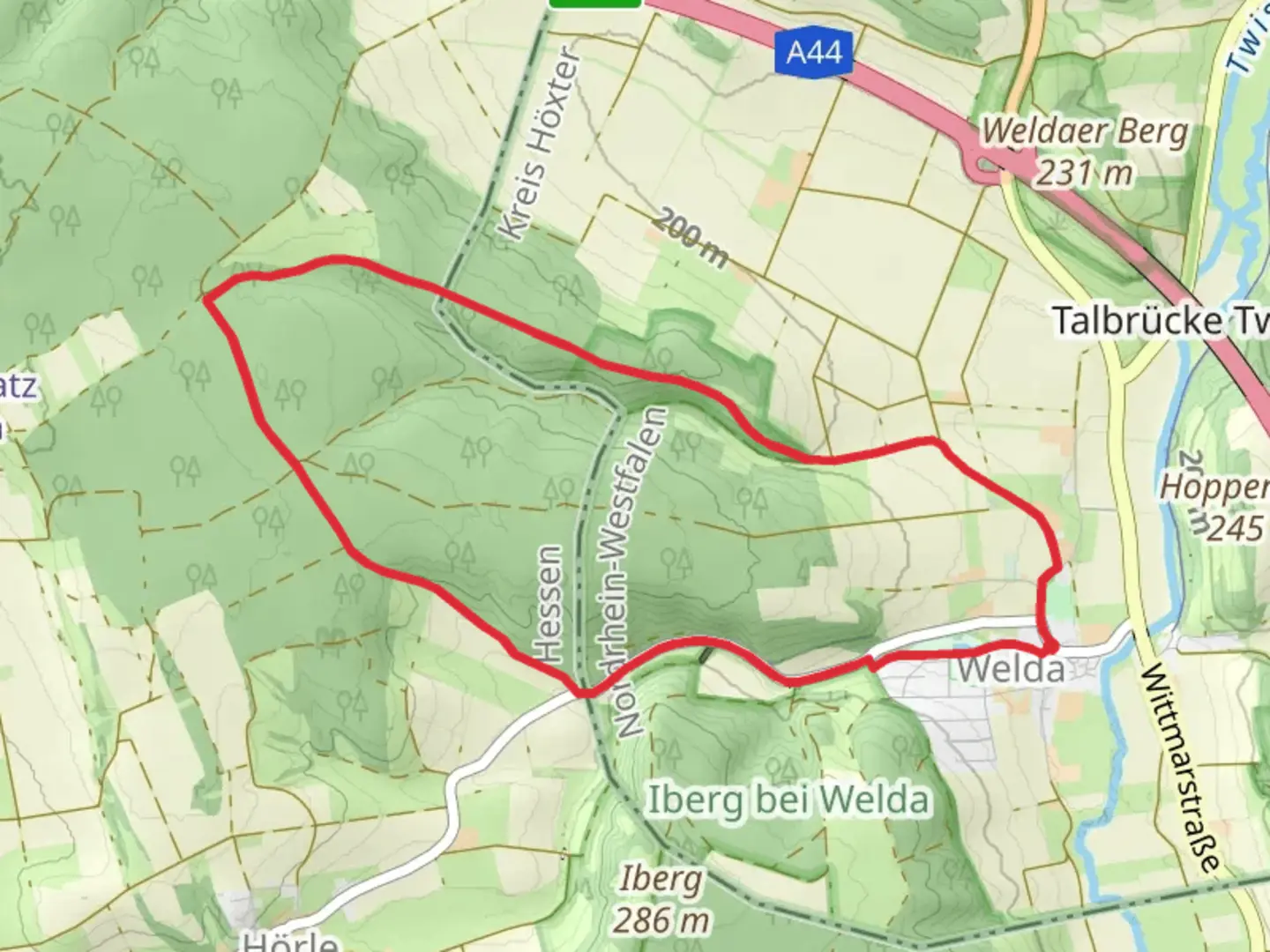 An image depicting the trail Kleinhorststraße Loop and its surrounding area.