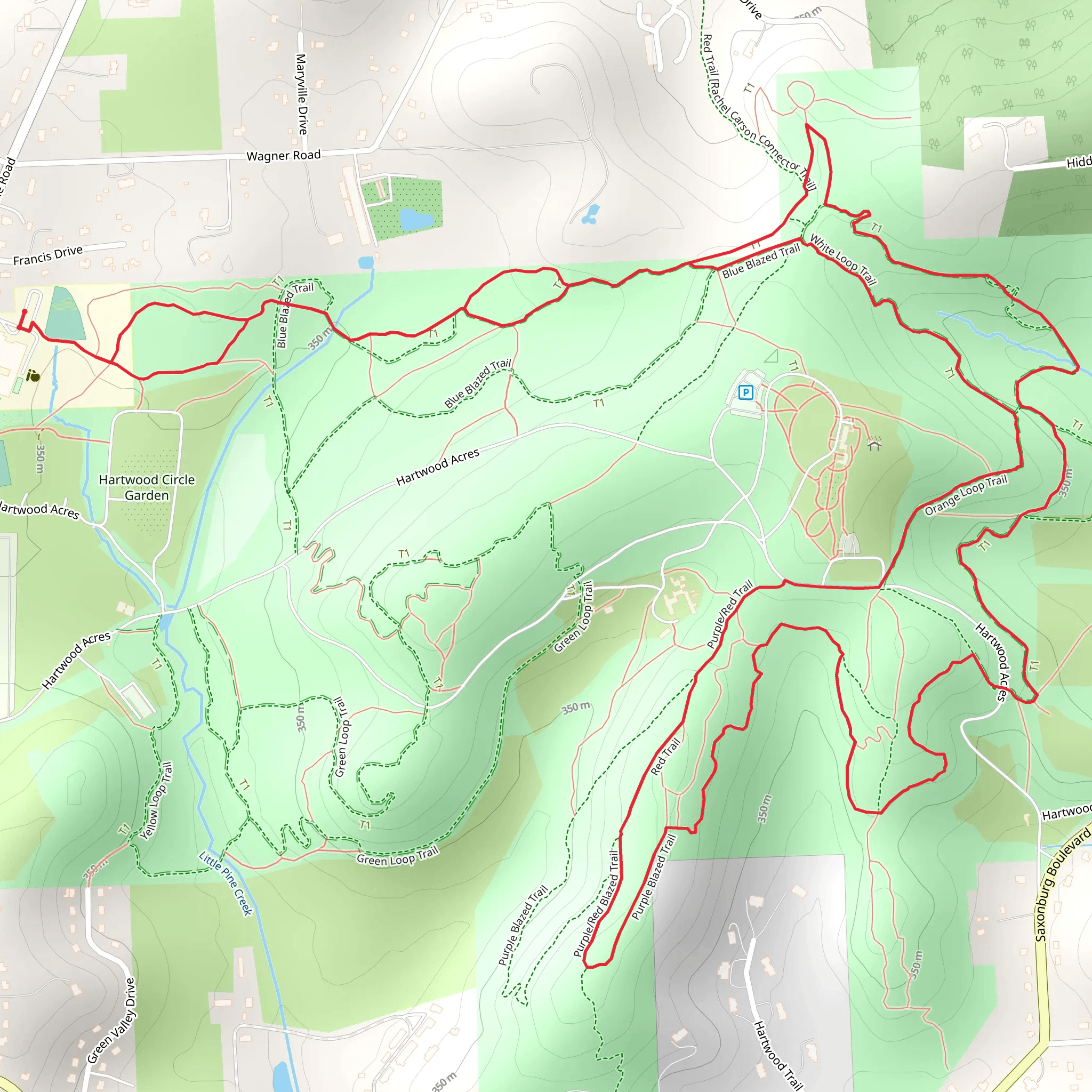 Blue Blazed Trail and Purple Blazed Loop mobile static map