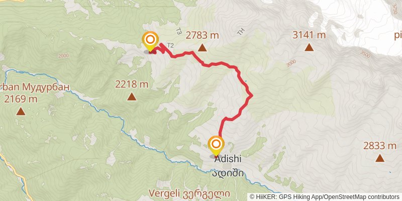 Mestia to Ushguli alt 1 Map