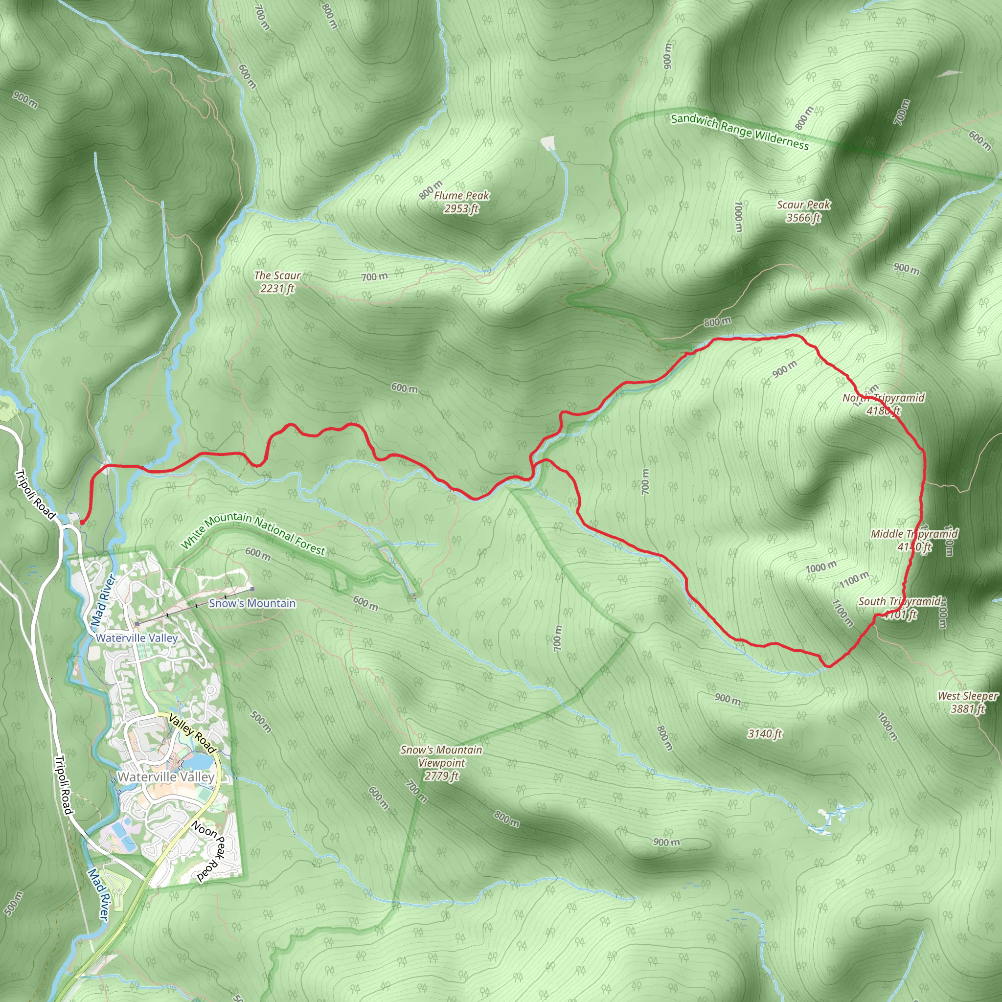 Mount Tripyramid Loop Trail mobile static map