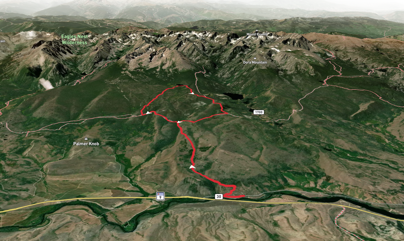 Lost Lake reservoir and Gore Range trail
