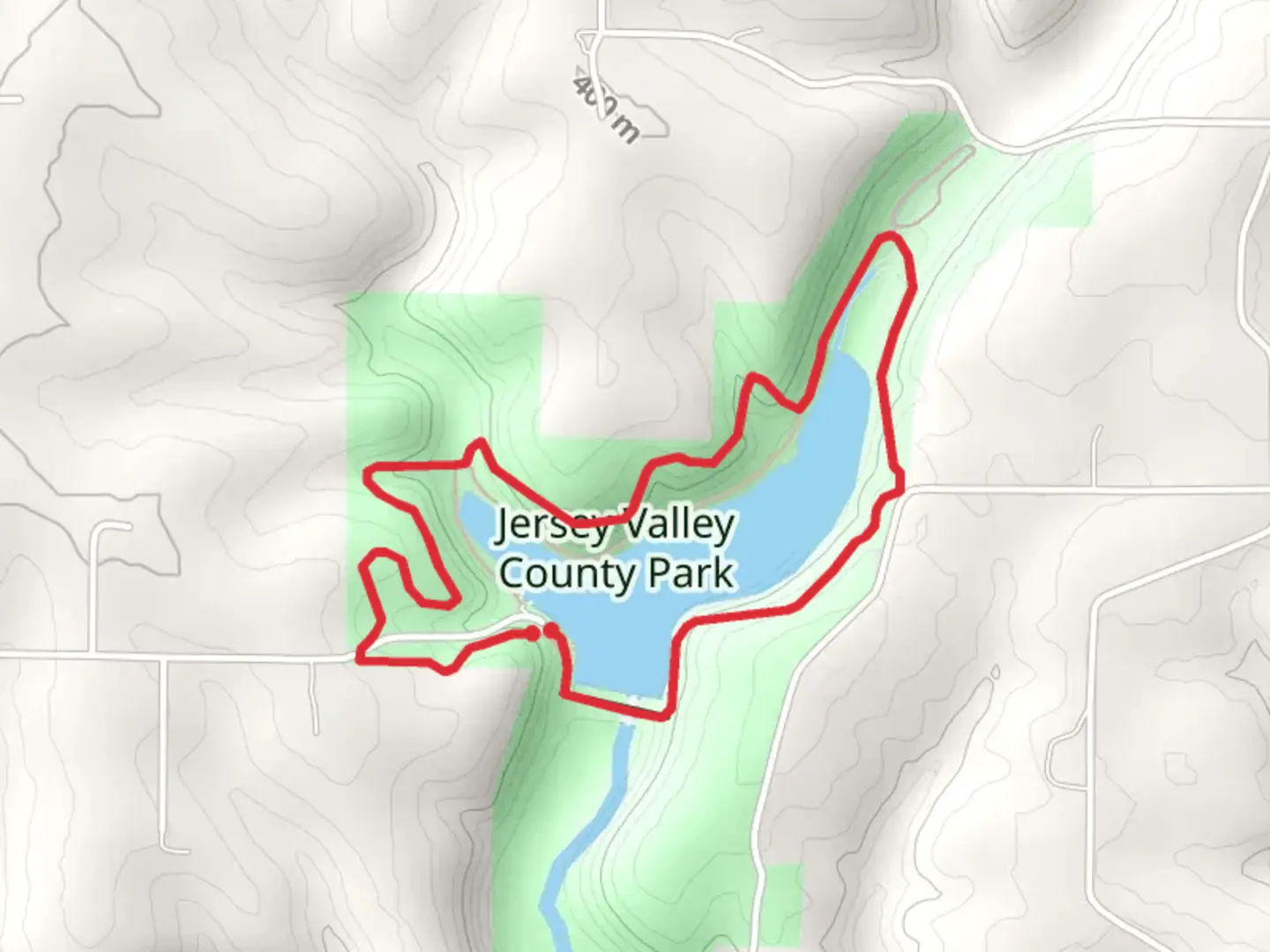 An image depicting the trail Jersey Valley Lake Long Loop and its surrounding area.
