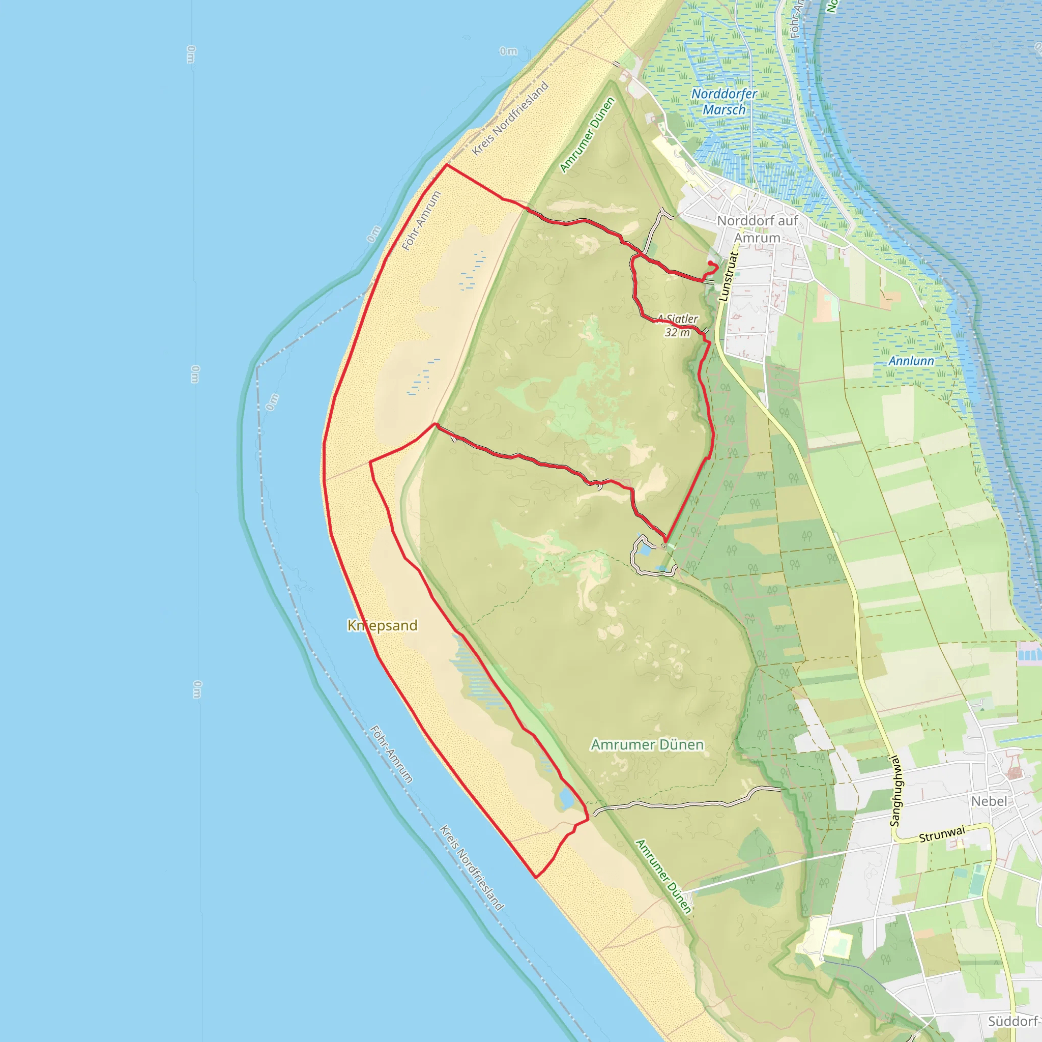 NSG Amrumer and Kniepsand Loop via Quermarkenfeuer mobile static map