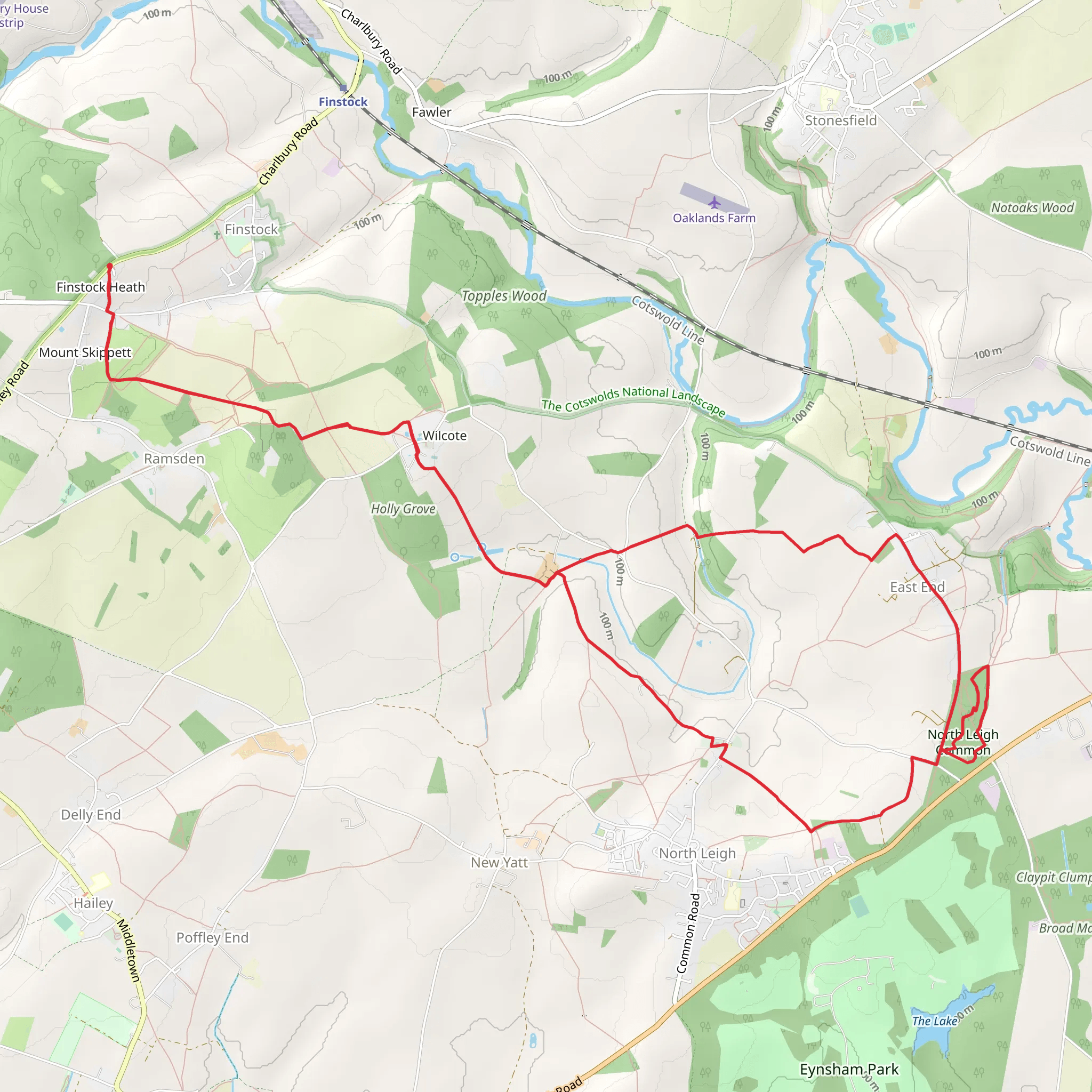 Mount Skippett and North Leigh Common Loop mobile static map