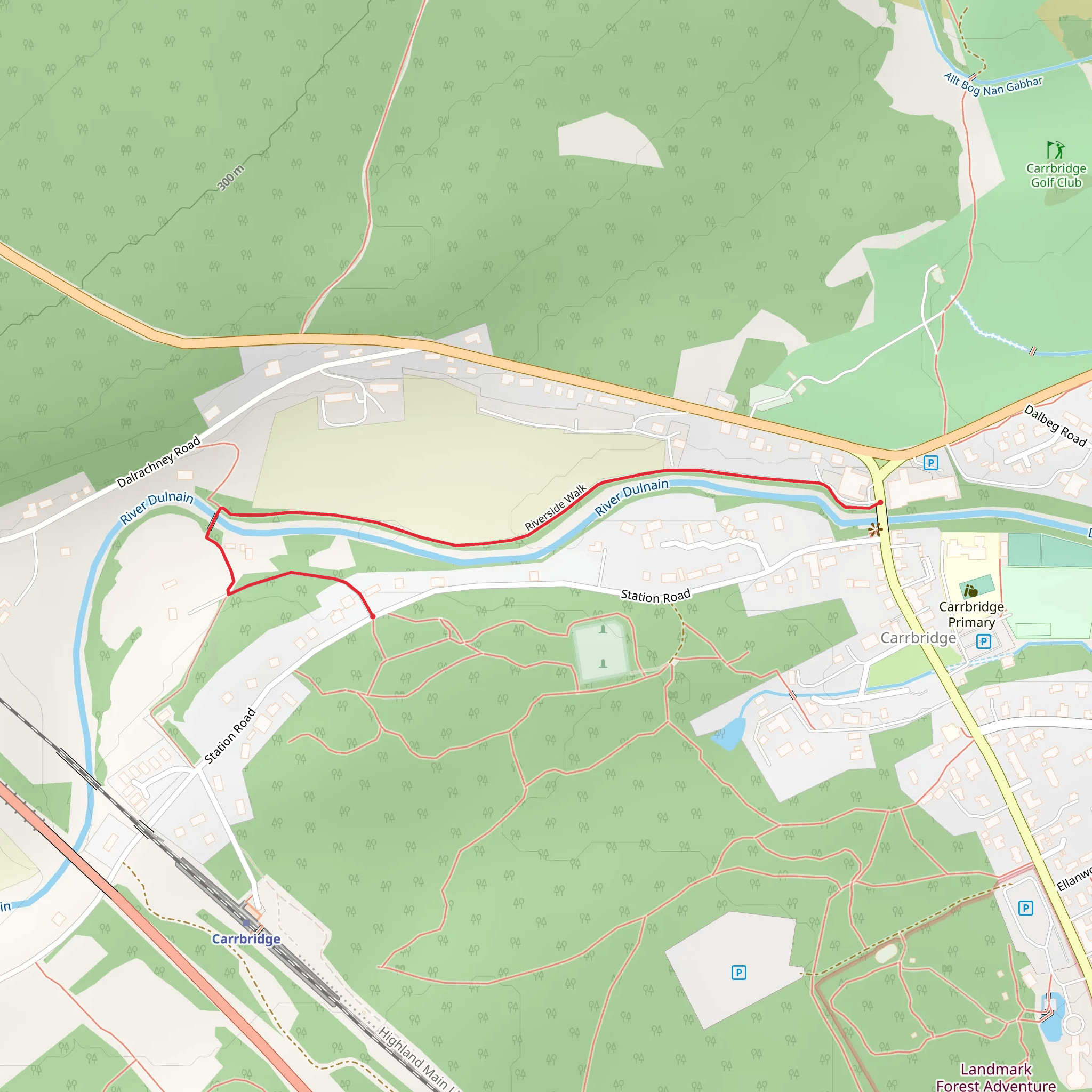 Carrbridge Path - Riverside Path mobile static map