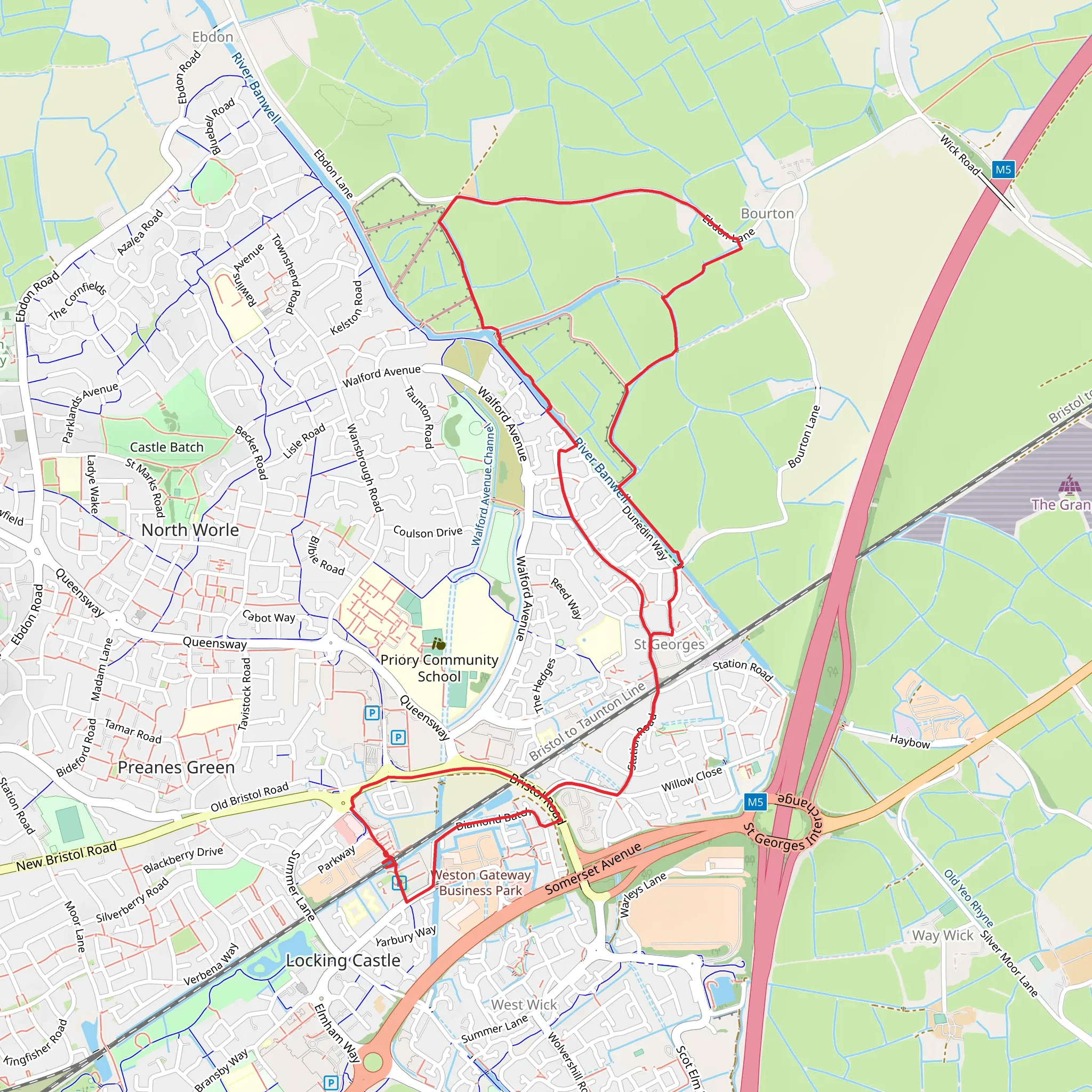 Worle to Burton Loop Walk mobile static map