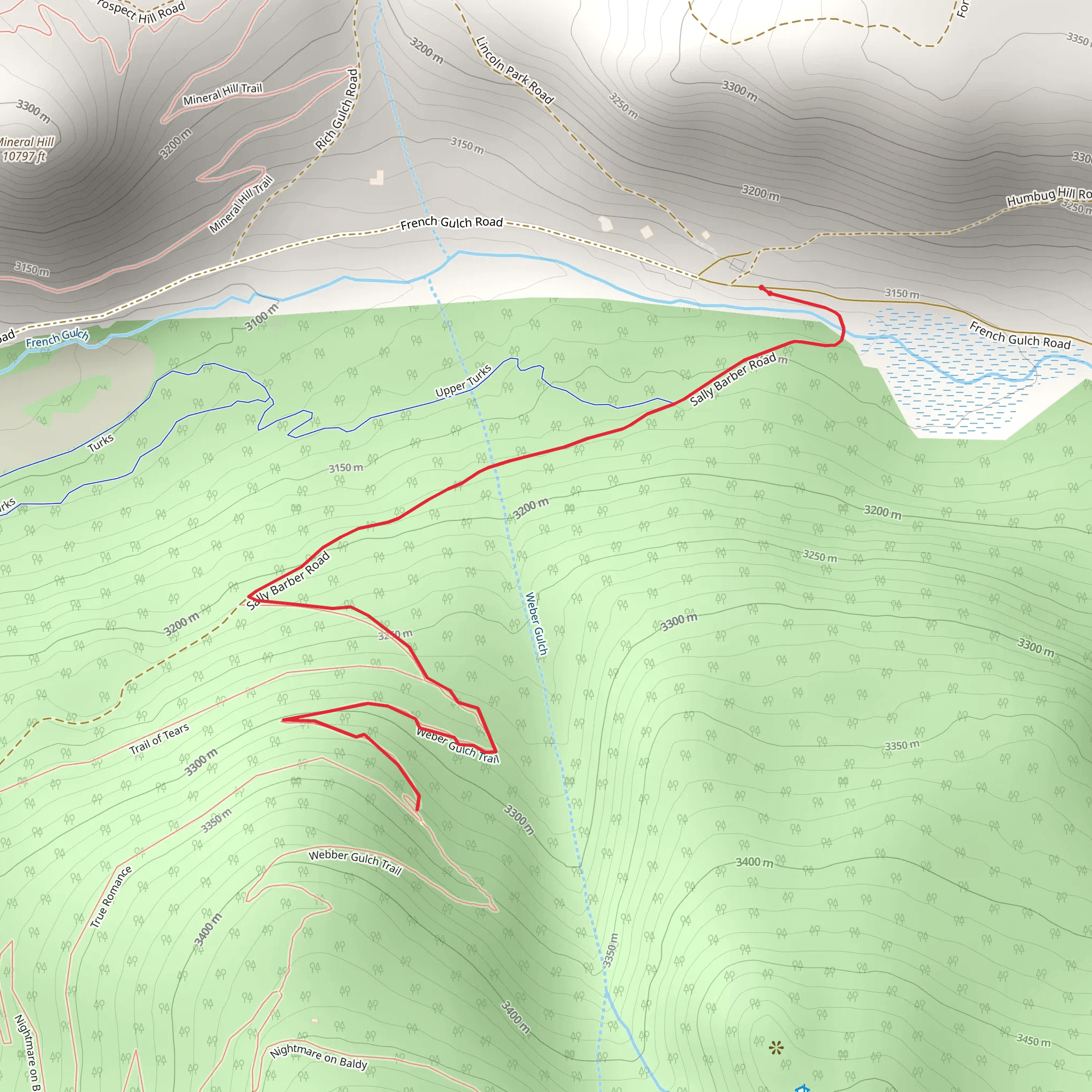 Weber Gulch Trail mobile static map