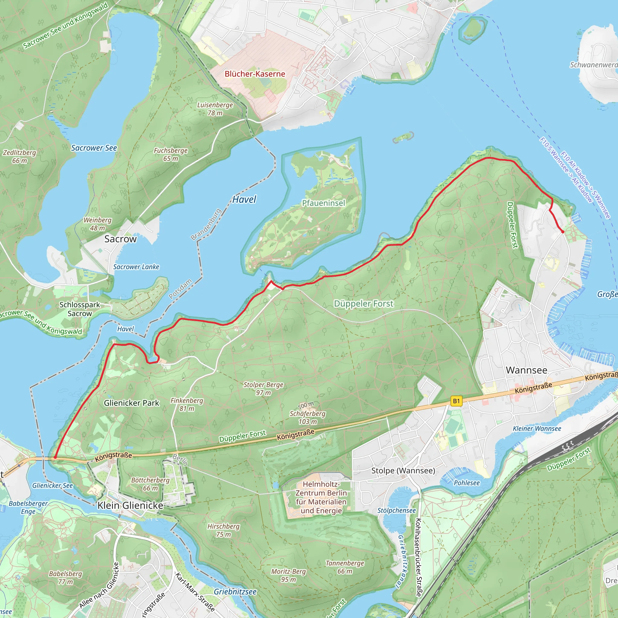 Jungfernsee and Duppeler Forst Walk mobile static map