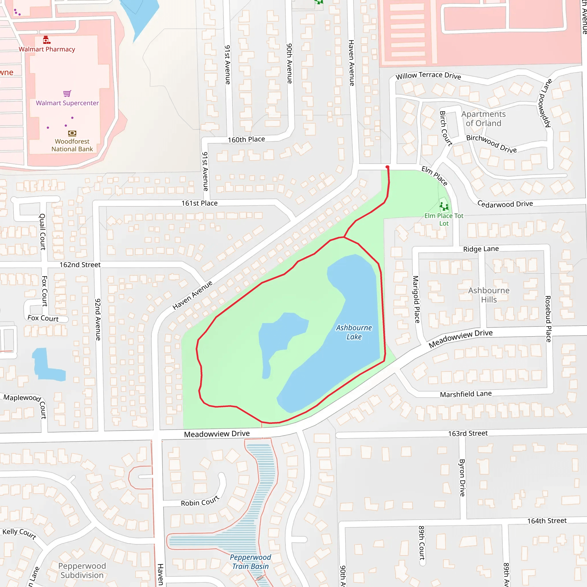 Ashbourne Lake Loop mobile static map
