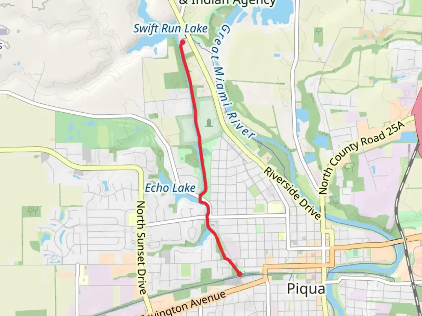 An image depicting the trail Canal Run from Swift Run Lake and its surrounding area.