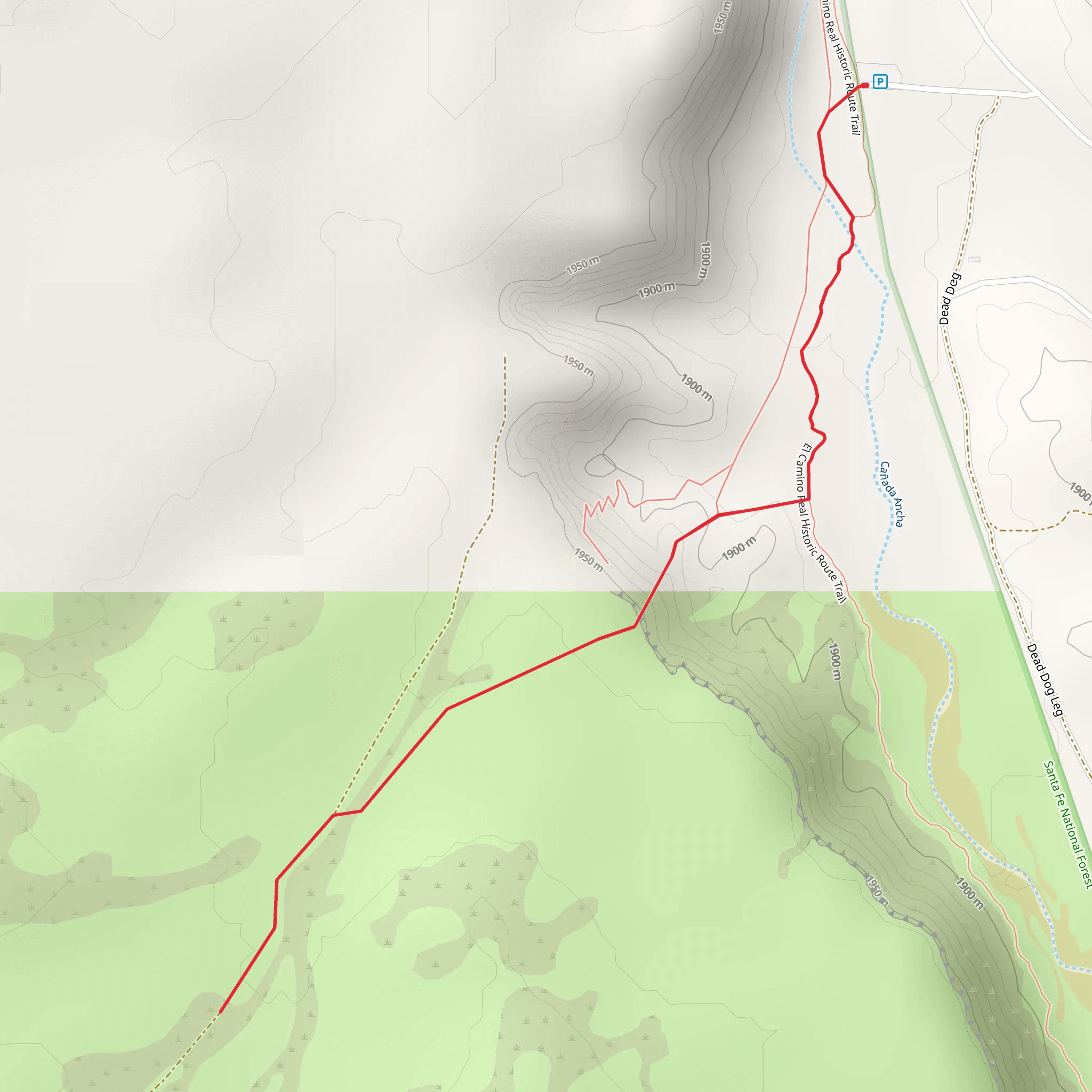 Cañada Ancha Walk along mobile static map