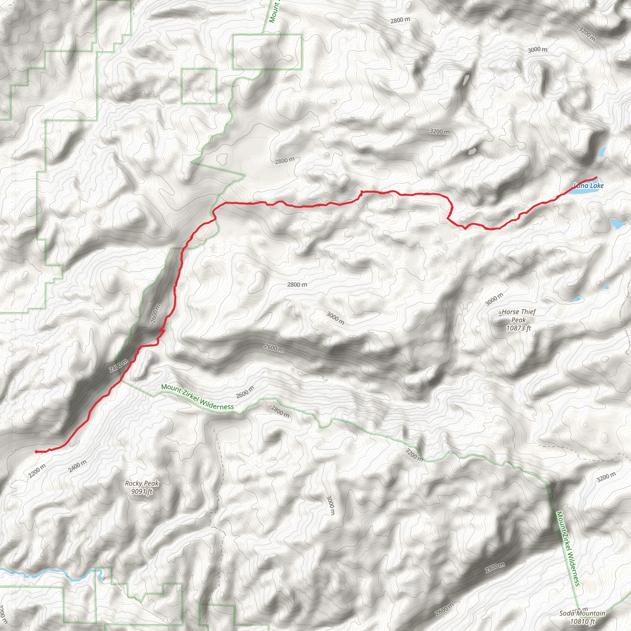 Luna Lake via Swamp Park Trail mobile static map
