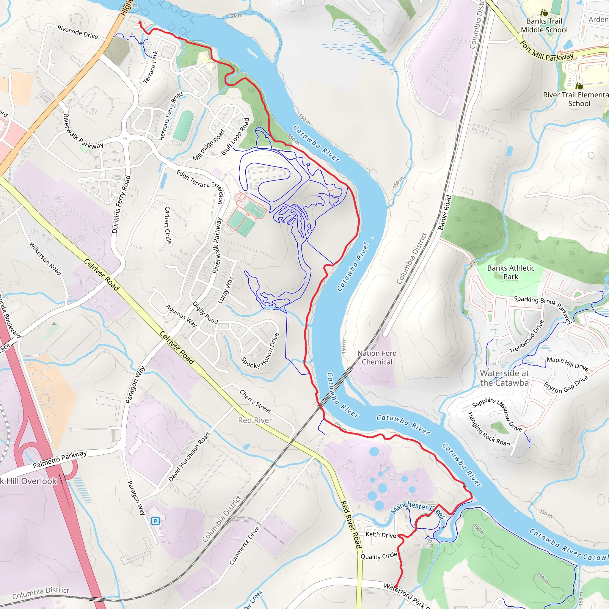 Piedmont Medical Center and River Park Trail mobile static map