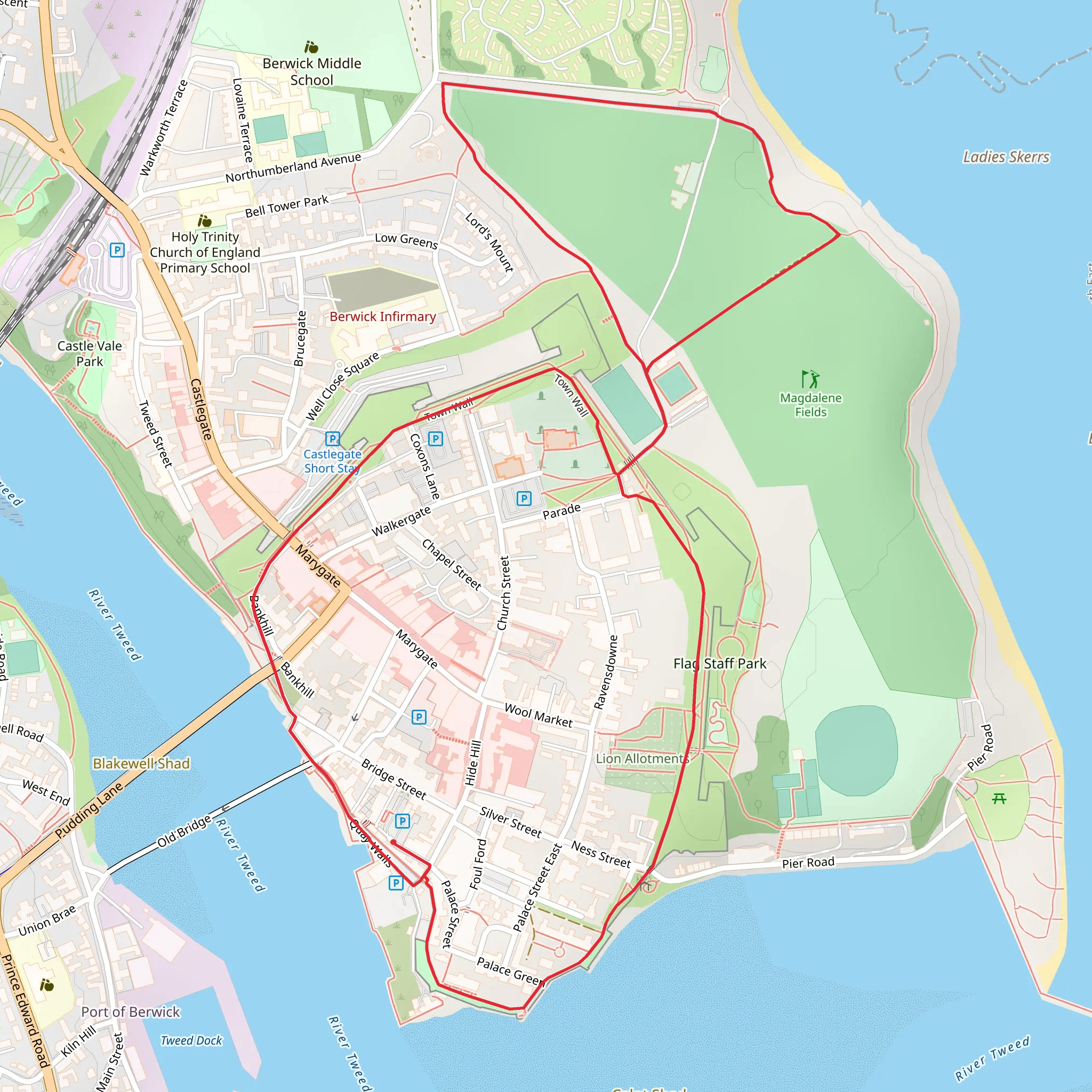 Berwick upon Tweed Circular mobile static map