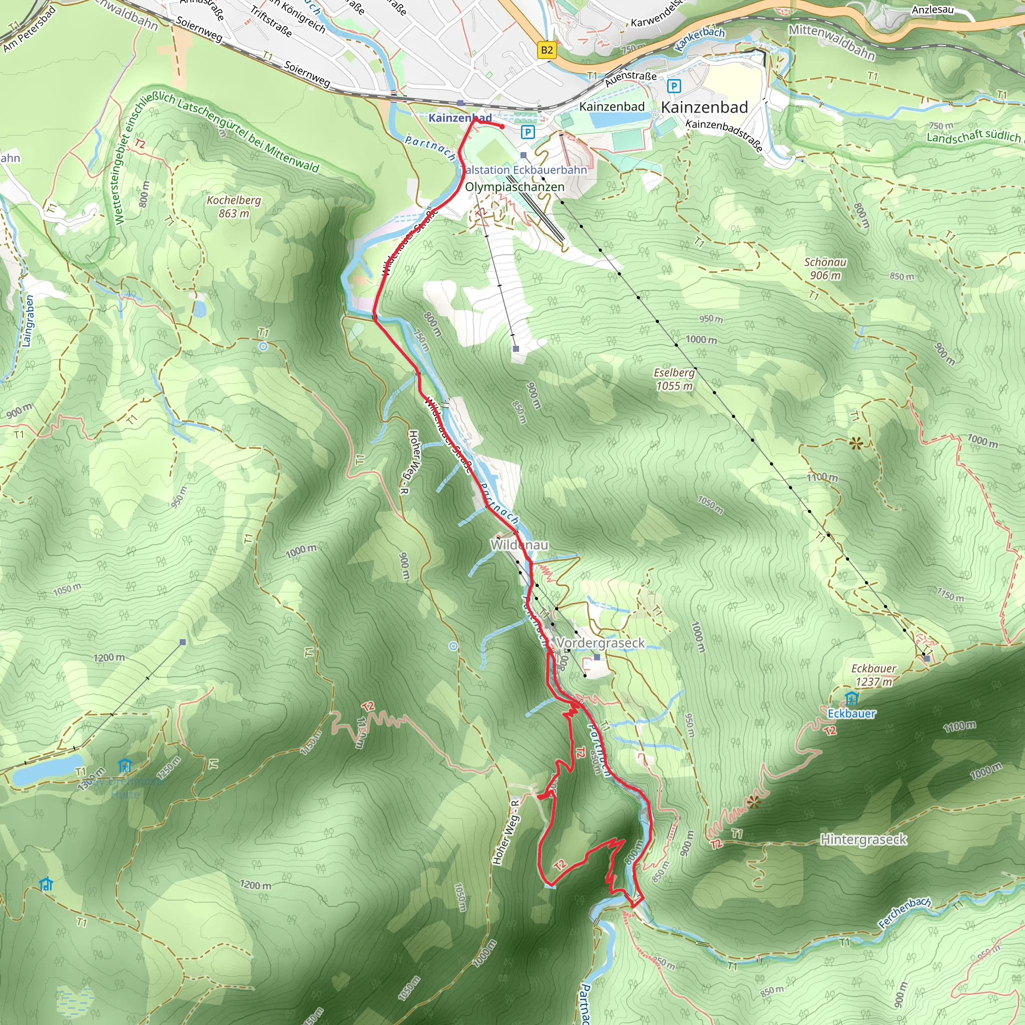 River Partnach Loop from Kainzenbad mobile static map