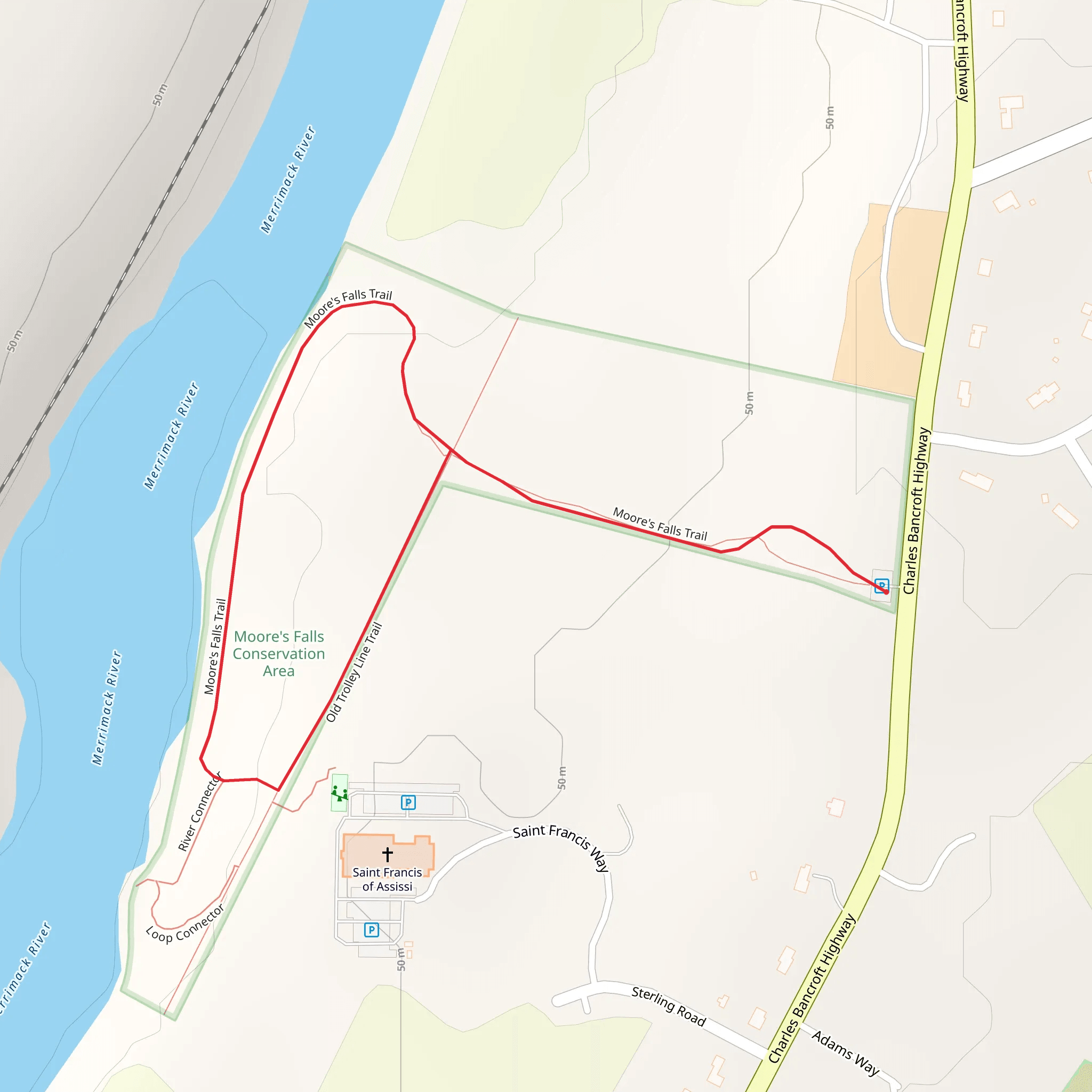Moore's Falls Loop Trail mobile static map