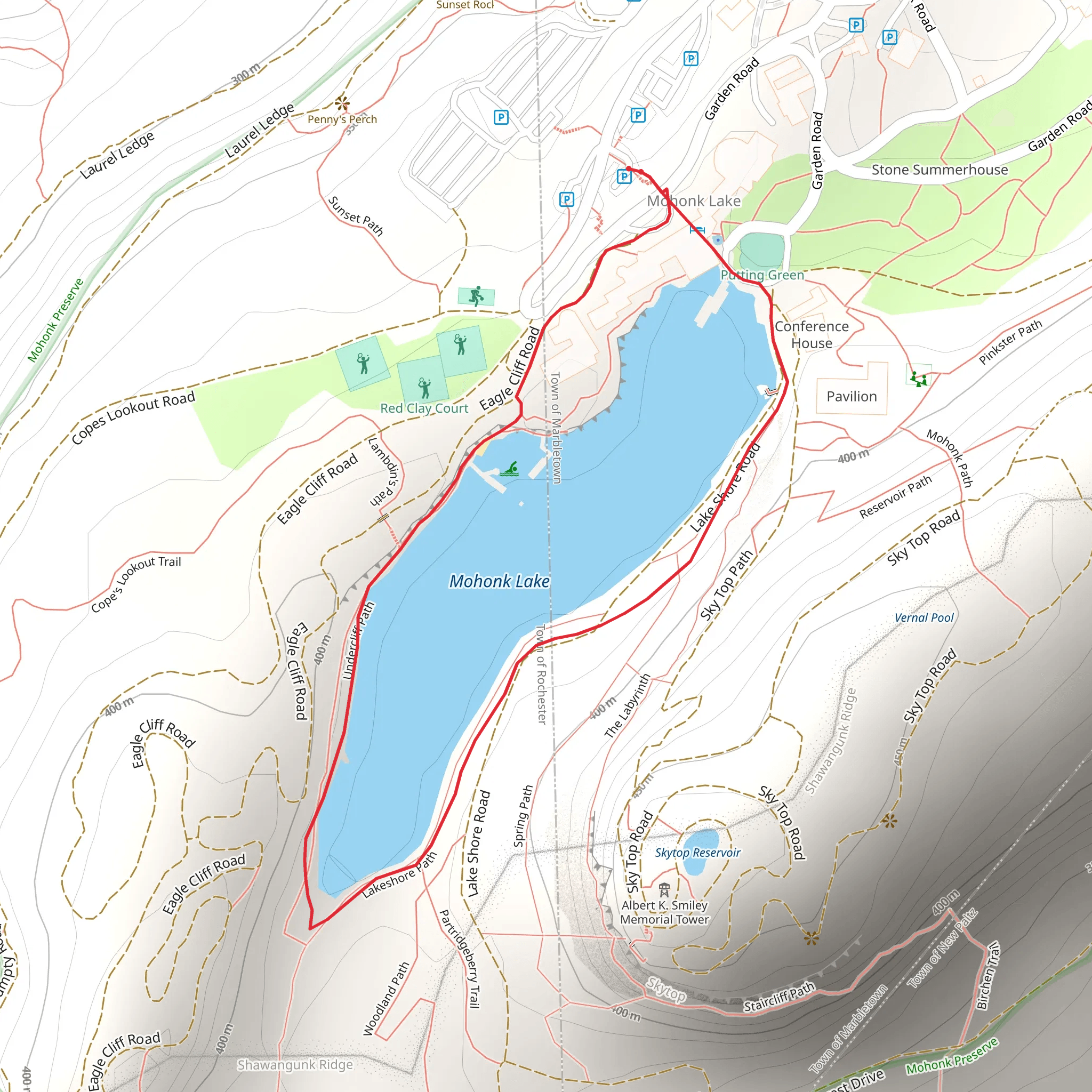 Mohonk Lake Trail mobile static map
