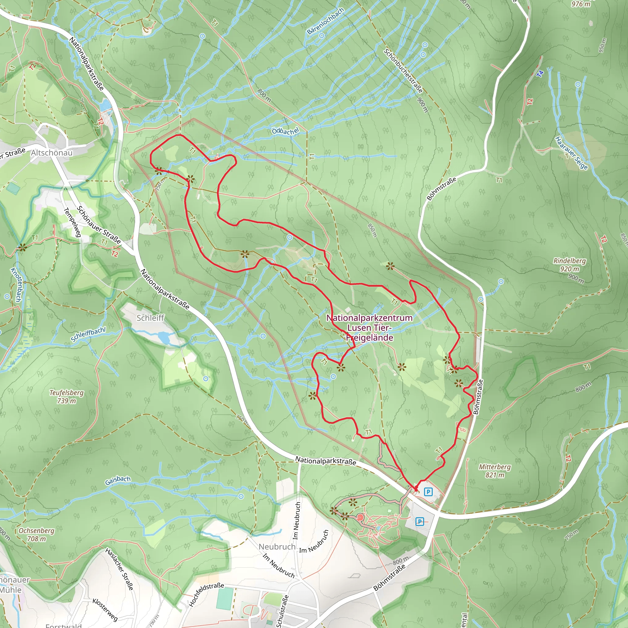 Wildkatze and Voegel am Waldrand Loop via Gehegerundweg mobile static map