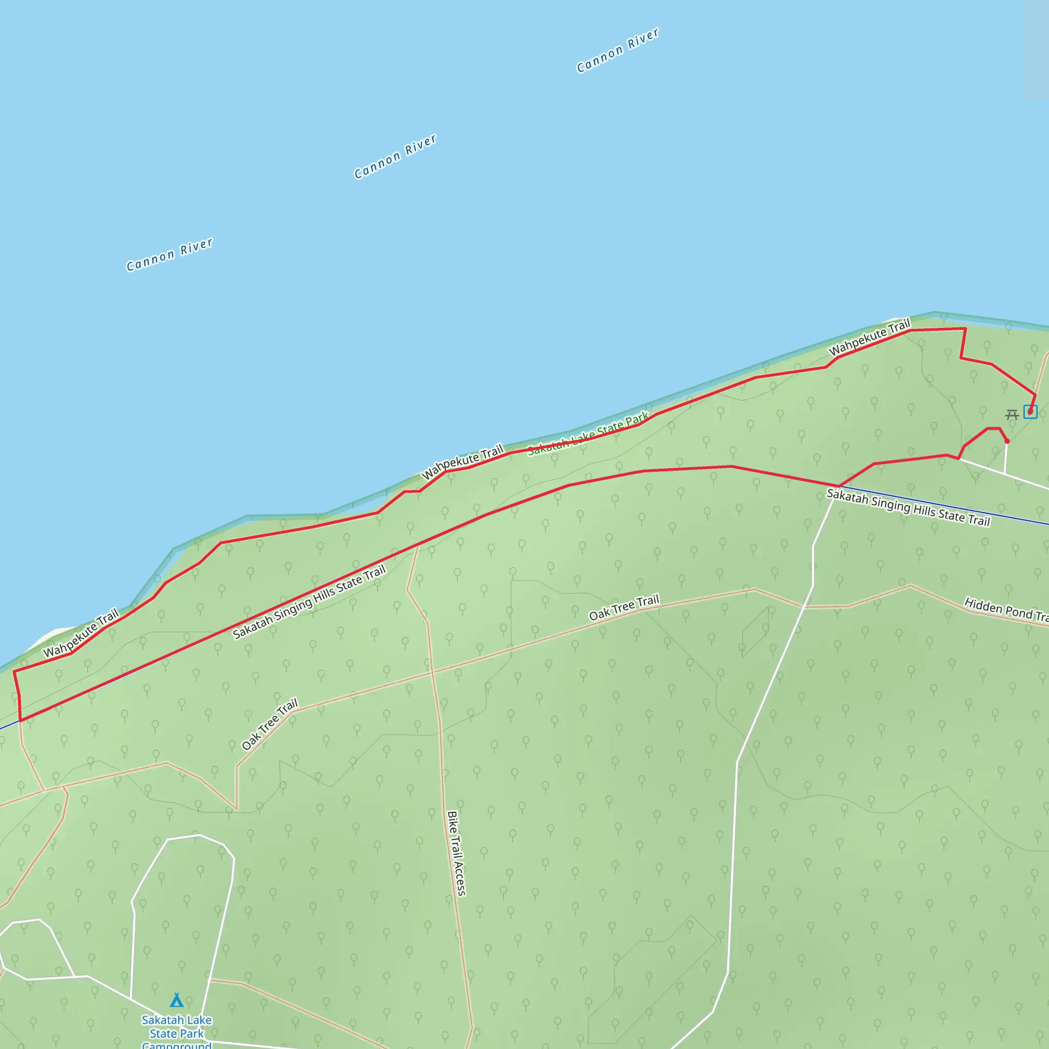 Wahpekute and Sakatah Singing Hills State Loop Trail mobile static map