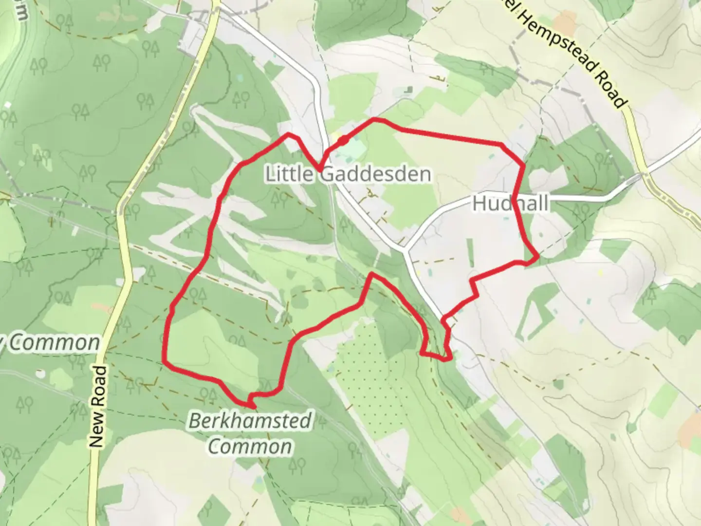 An image depicting the trail Little Gaddesden Loop and its surrounding area.