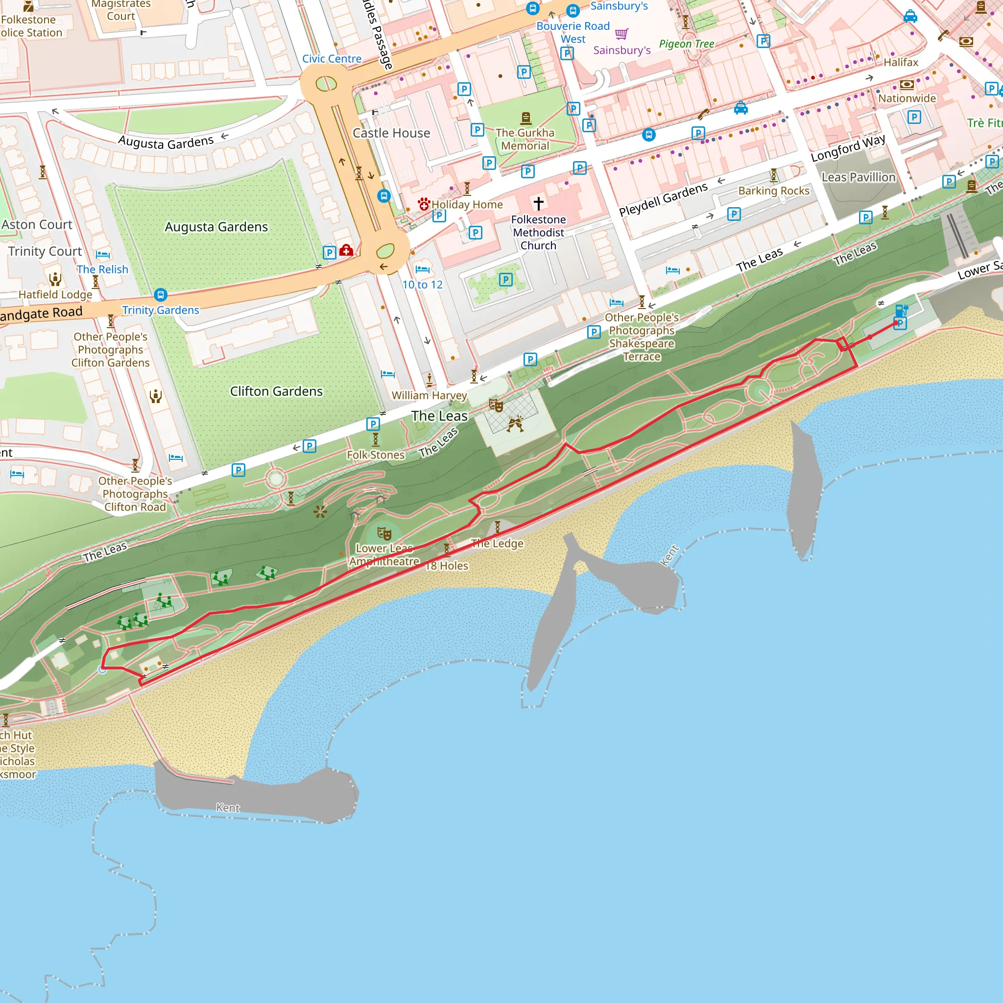 Lower Leas Coastal Park Loop mobile static map