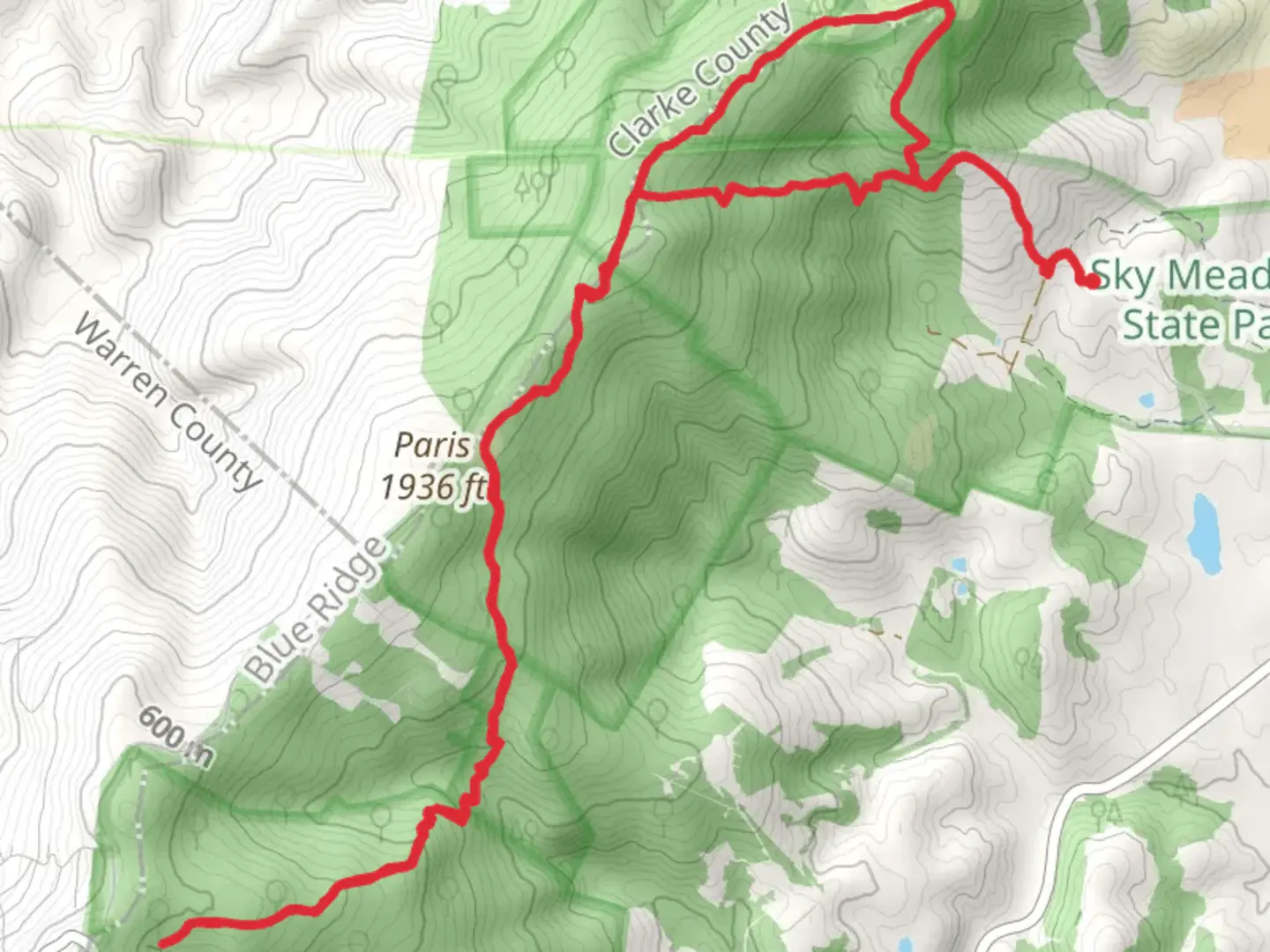 An image depicting the trail Piedmont Overlook - Ambassador Whitehouse - North Ridge - Appalachian Loop Trail and its surrounding area.