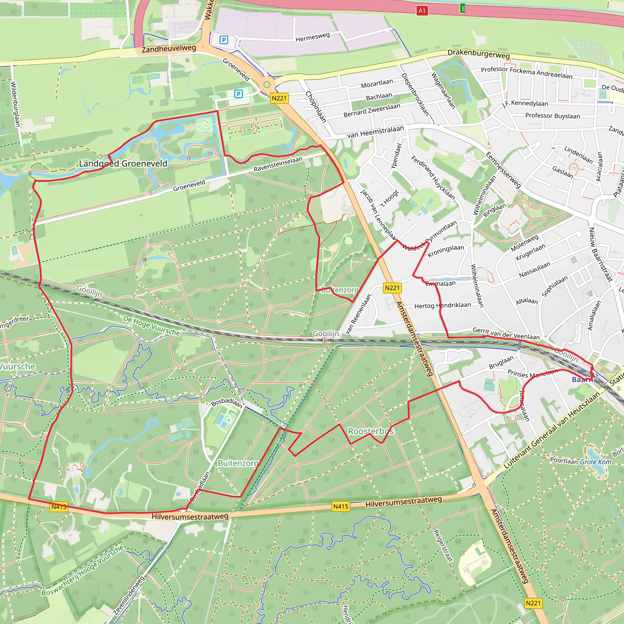 Kasteel Groeneveld, Kasteel De Hooge Vuursche and Roosterbosch Loop mobile static map