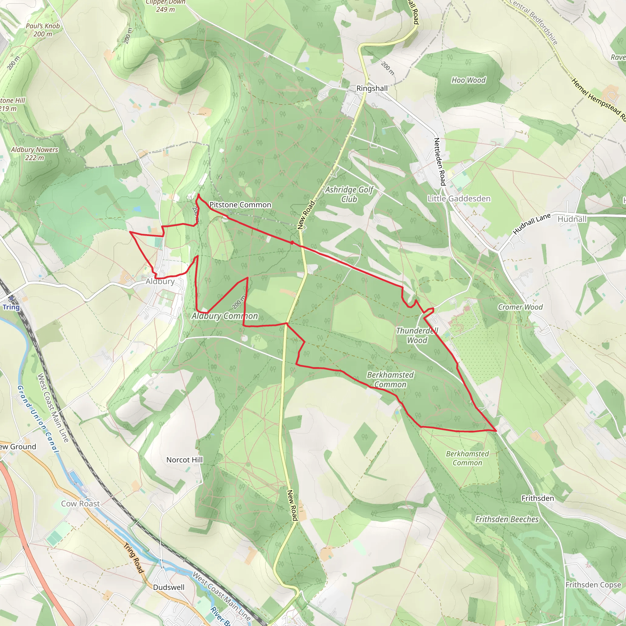 Thunderdell Wood, Berkhamsted Common, Aldbury Common Loop mobile static map