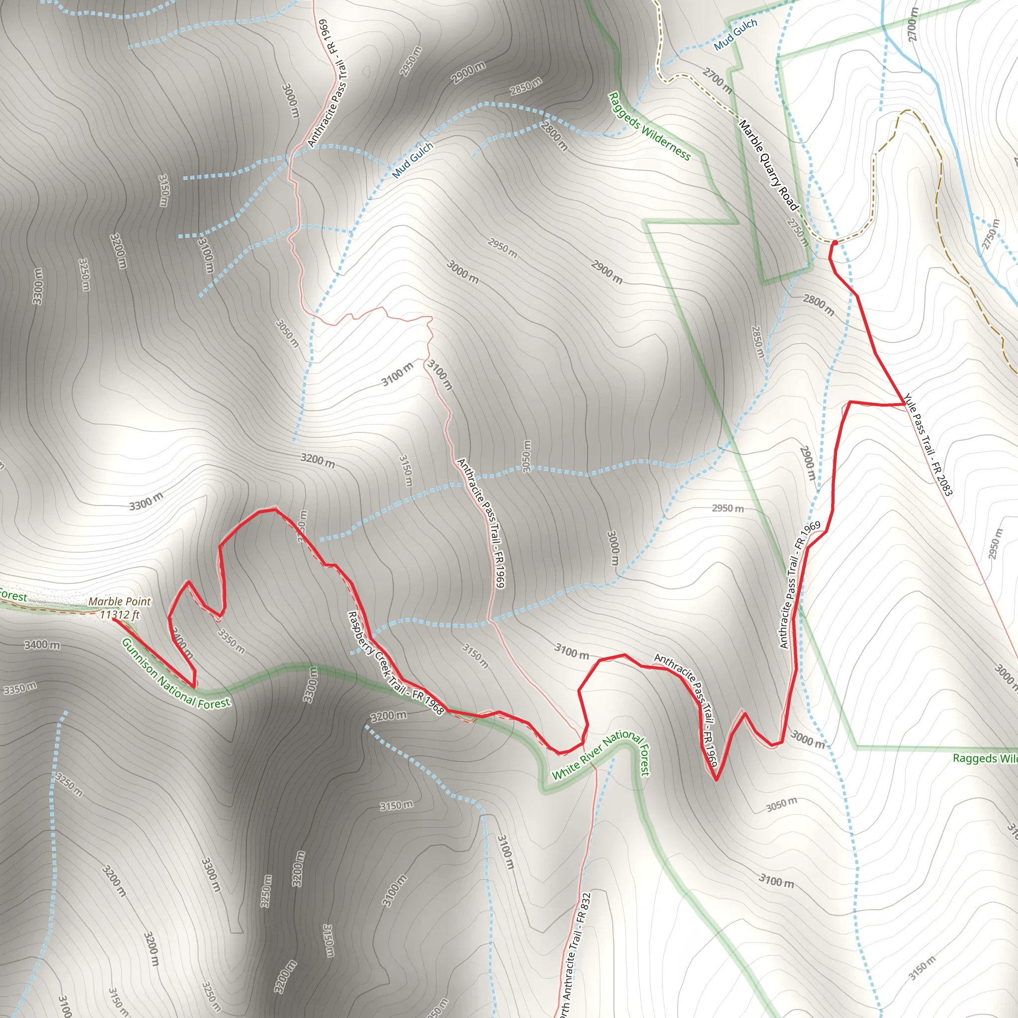 Marble Point via Yule Pass Trail mobile static map