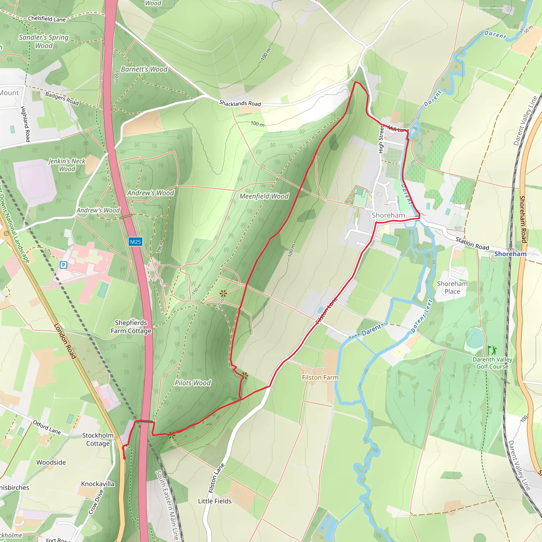 Meenfield Wood and Shoreham Loop mobile static map