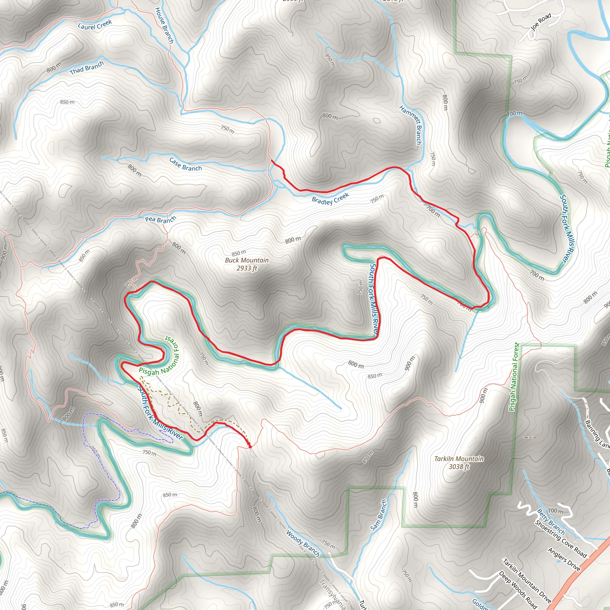 Riverside Trail via Bradley Creek Trail mobile static map