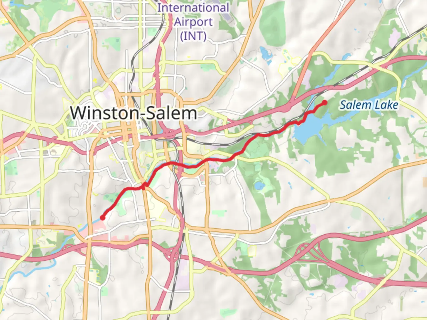 An image depicting the trail Salem Creek Greenway Trail and its surrounding area.