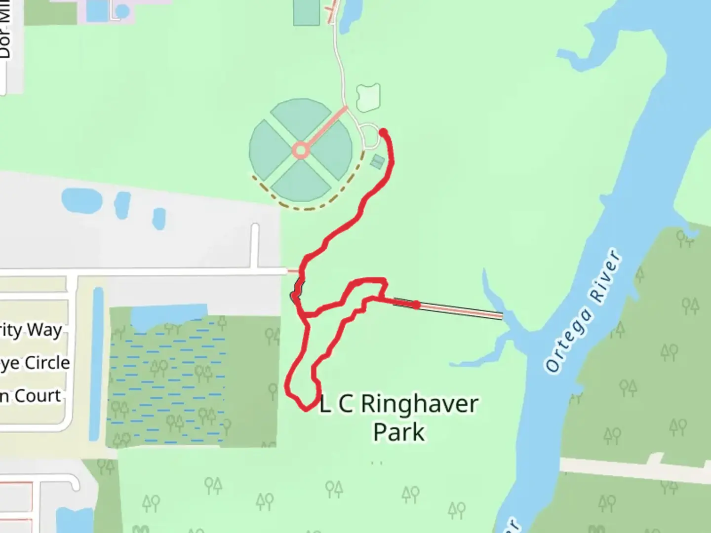 An image depicting the trail L C Ringhaver Park Loop and its surrounding area.