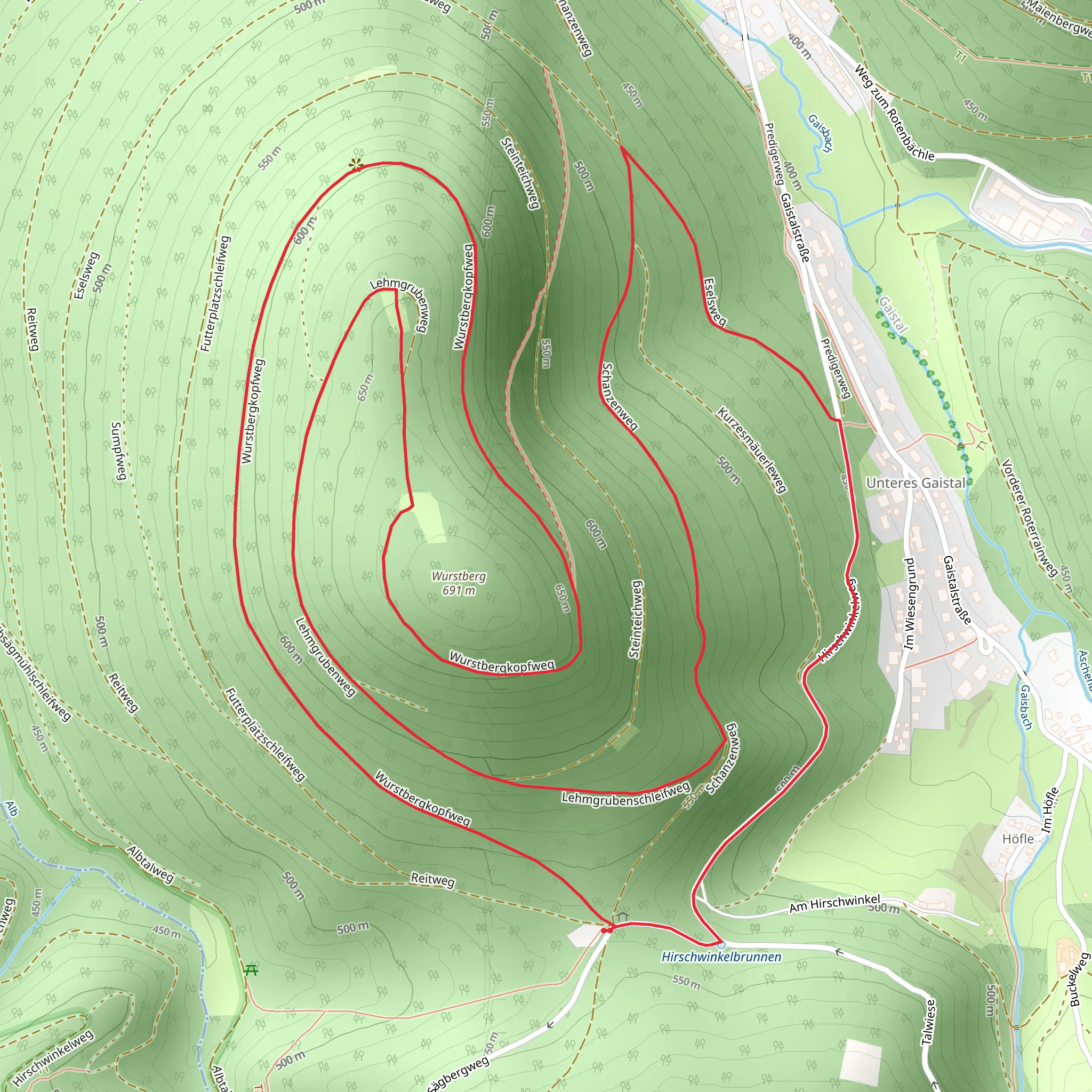 Wurstberg via Wurstbergkopfweg mobile static map
