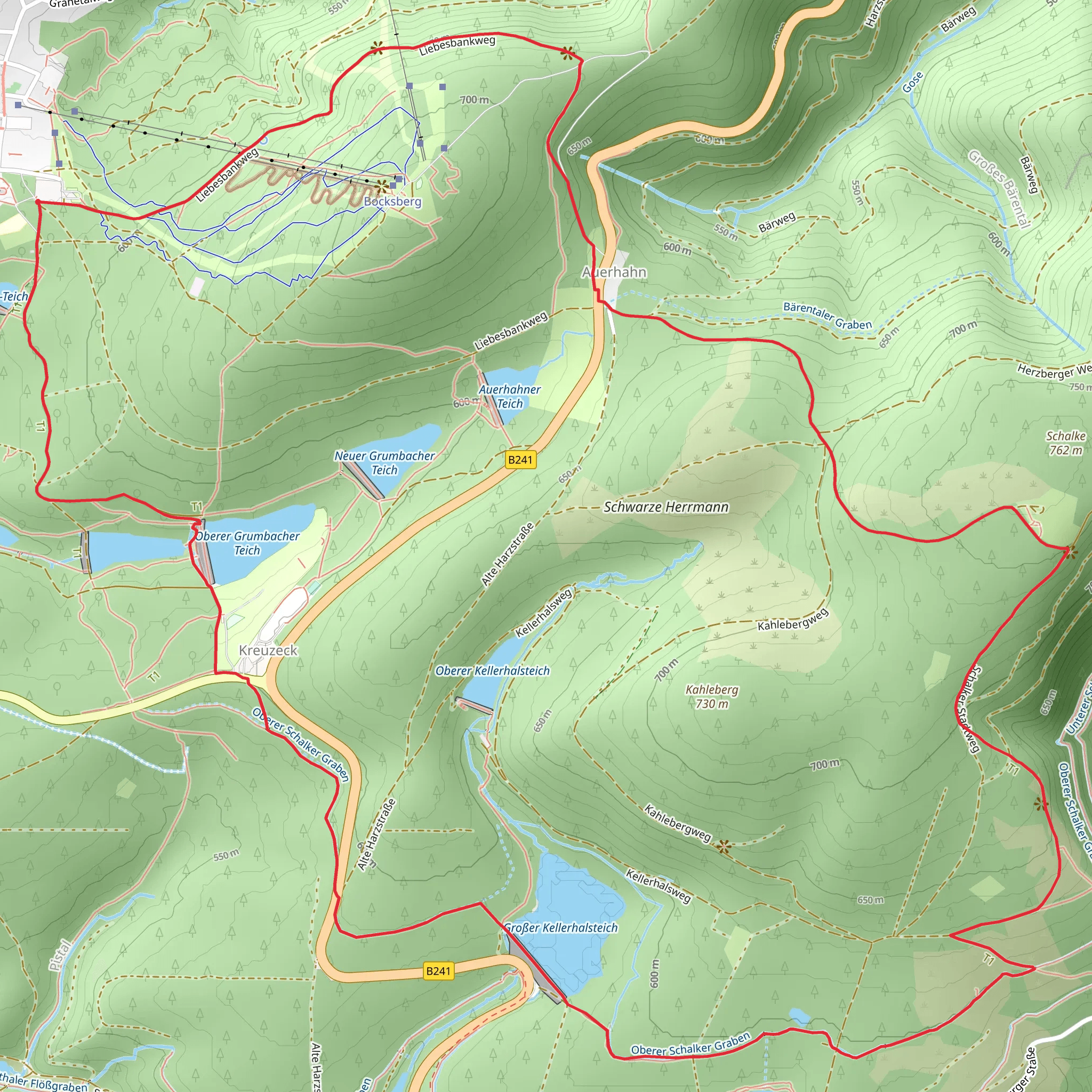 Schalker Turm, Großer Kellerhalsteich and Oberer Grumbacher Teich Loop mobile static map