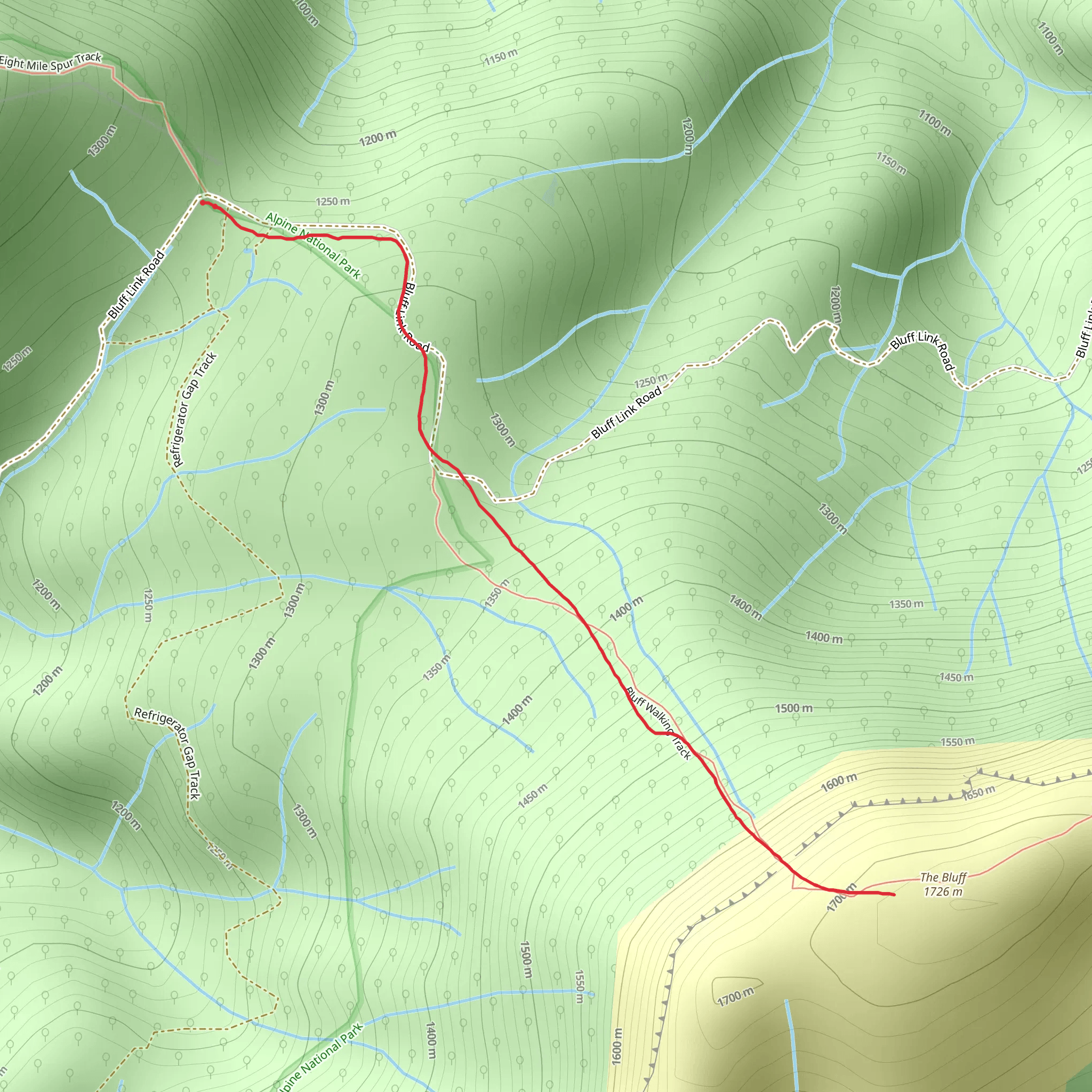 Refrigerator Gap to The Bluff Trail mobile static map