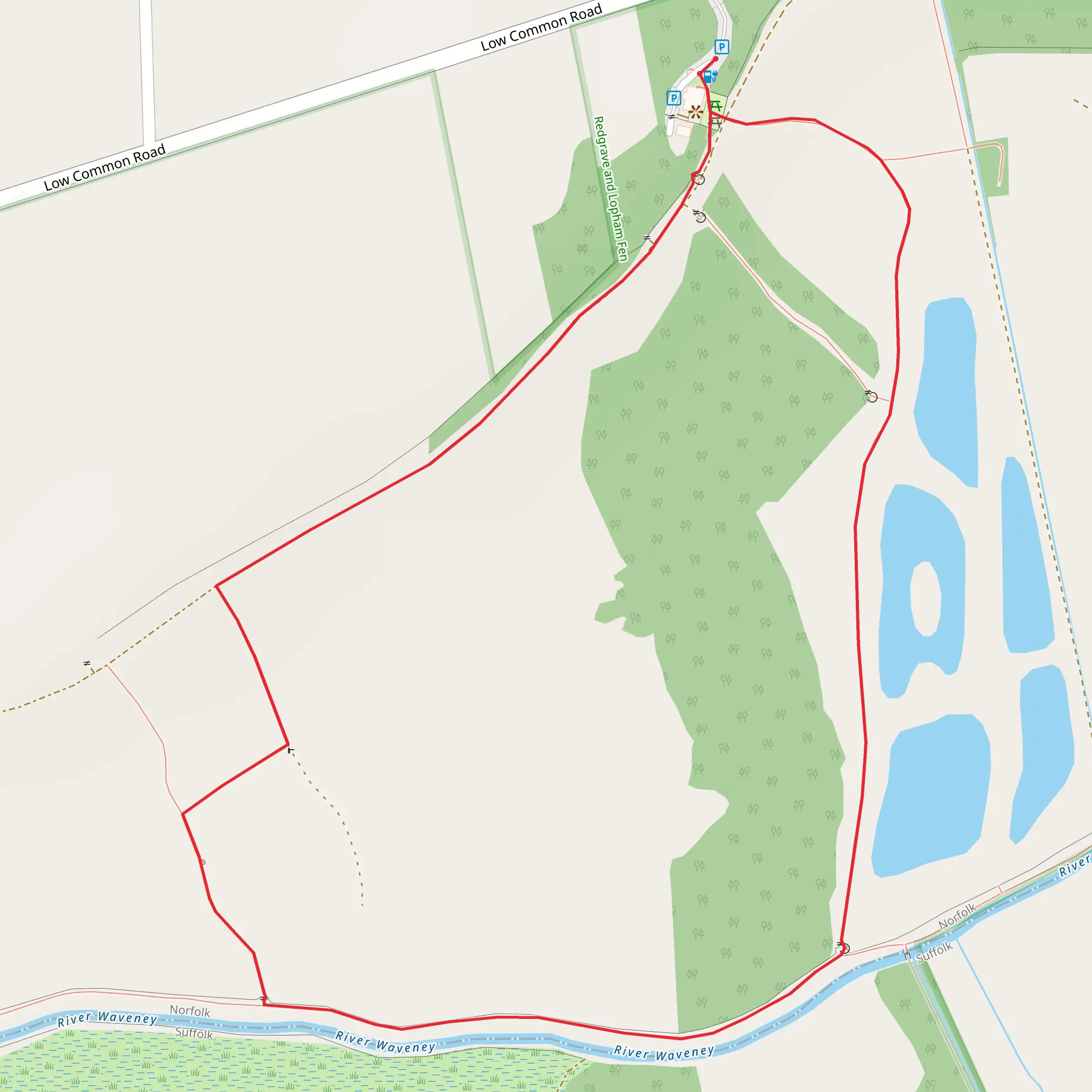 Redgrave and Lopham Fen Loop mobile static map