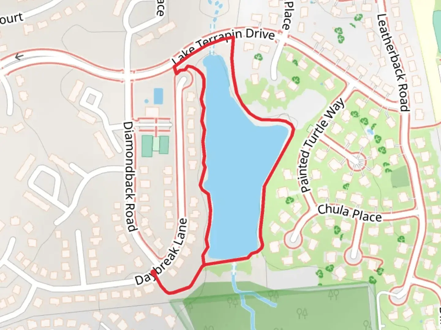 An image depicting the trail Lake Terrapin Drive Loop and its surrounding area.