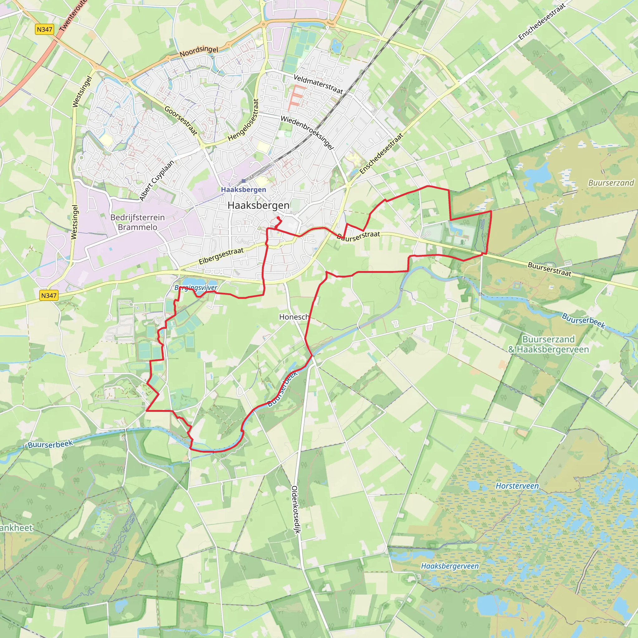 Bergingsvijver via Haaksbergen and Schipbeekpad mobile static map