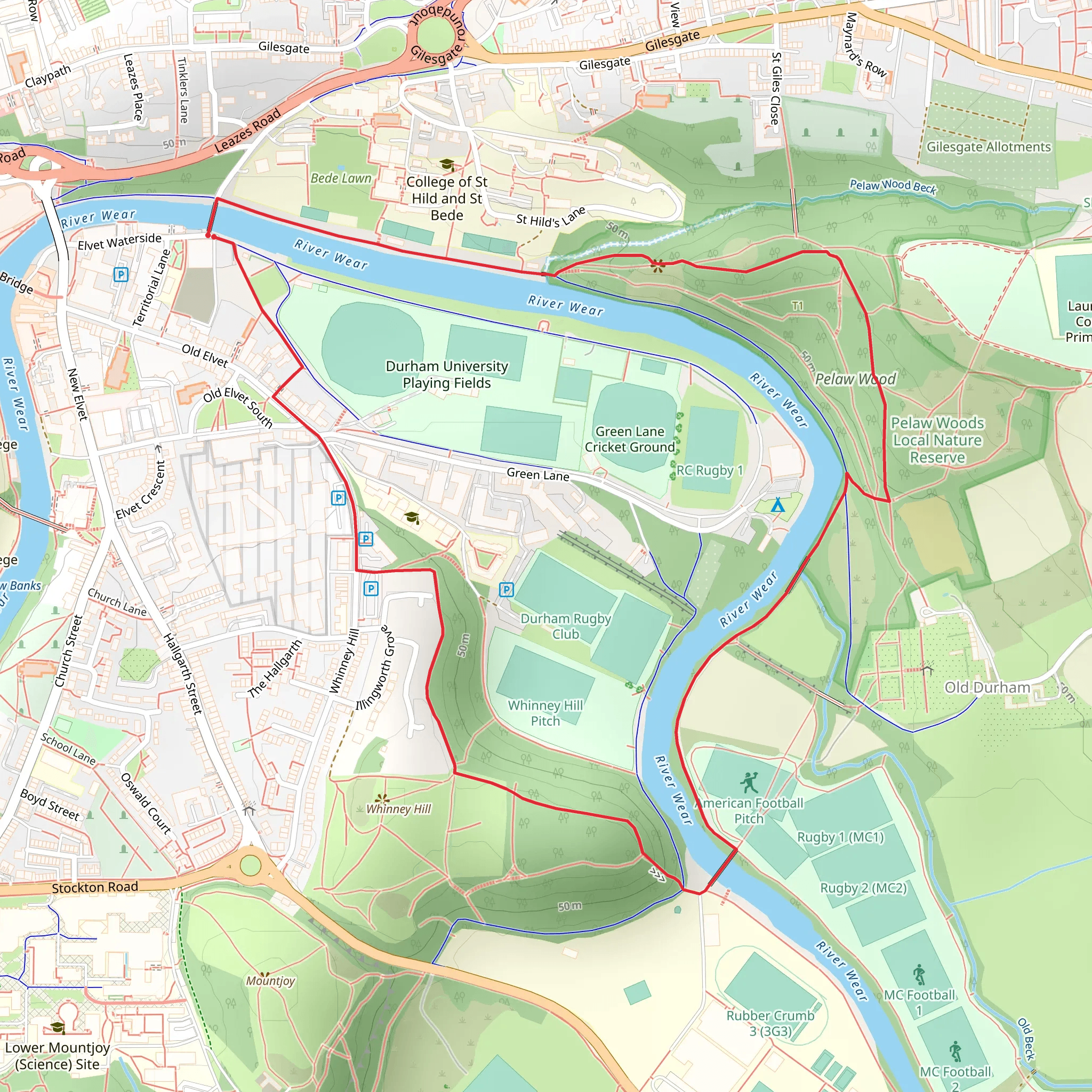 River Wear and Pelaw Wood Loop mobile static map