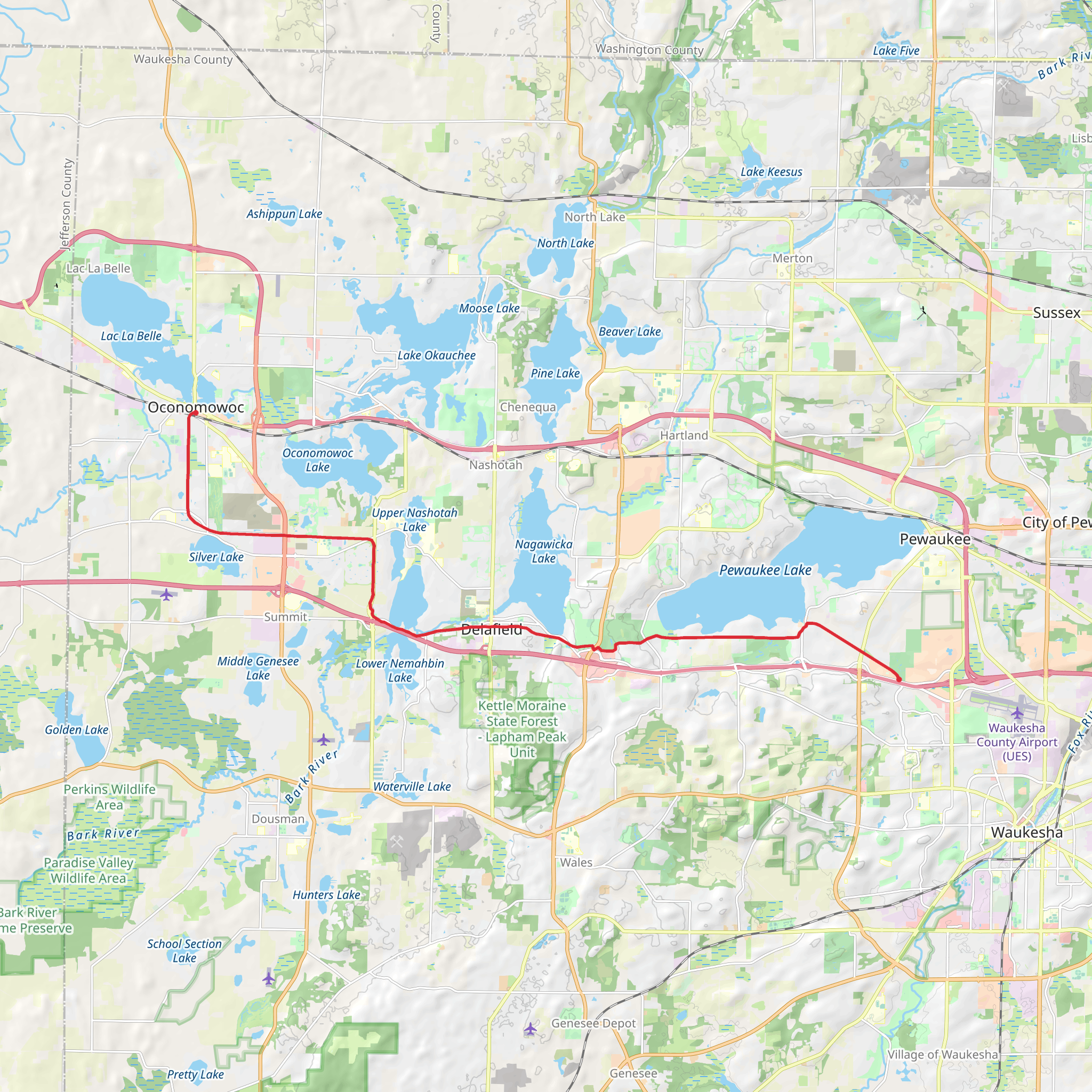 Lake Country Trail mobile static map